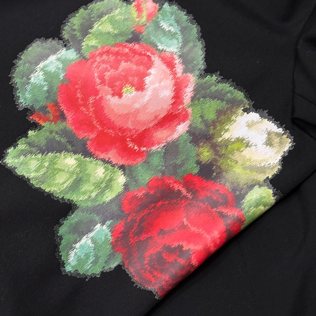 COMME des GARCONS HOMME PLUS(コムデギャルソンオムプリュス) 2012AW ”Neither Man Nor Woman” Rose Print Collarless Jacket 薔薇 プリント ノーカラー ジャケット PJ-J084 M ブラック AD2012 男でも女でもない