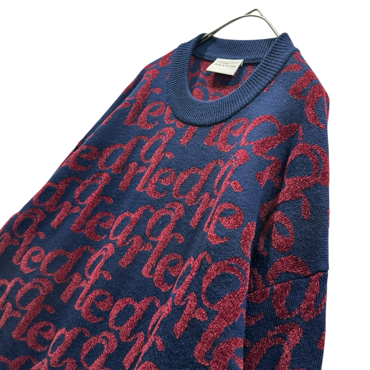 Drole de Monsieur(ドロールドムッシュ) Graphic Message Knitwear メッセージ グラフィック ニット C-P0130-W0021 M ネイビー×ボルドー