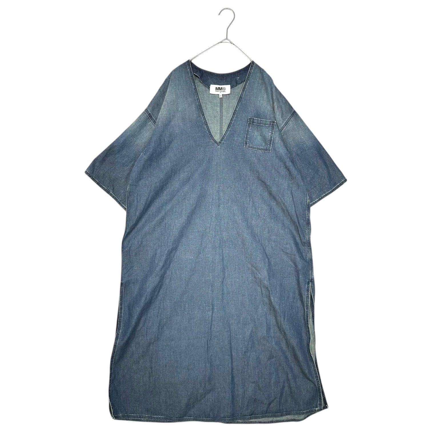 MM6 Maison Margiela(エムエムシックス) 19SS V-Neck Denim Smock Dress Vネック デニム スモック ワンピース S52CT0376 S30512 36(S程度) インディゴ
