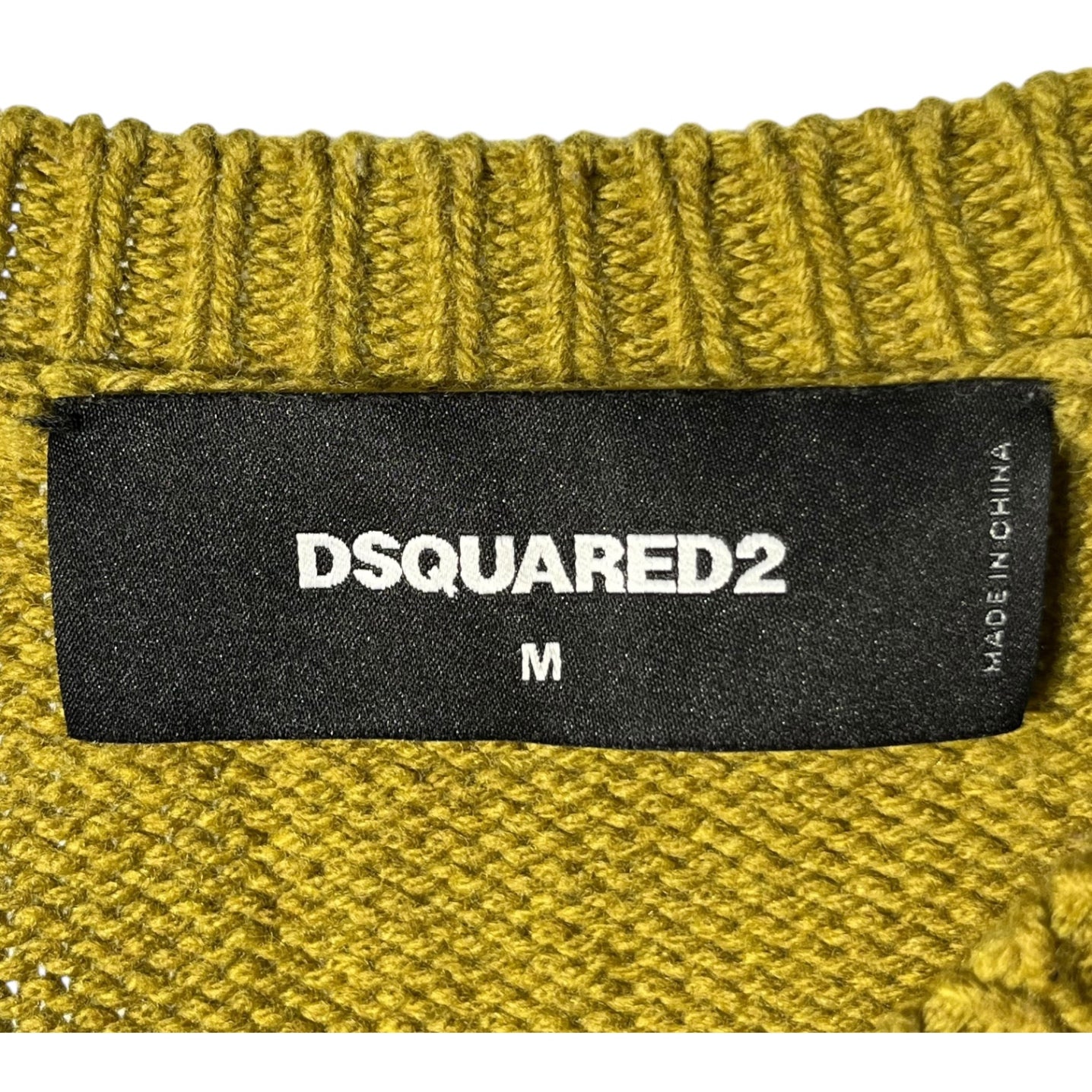 DSQUARED2(ディースクエアード) Front pattern sleeve switching knit pullover フロント柄 袖切替 ニット プルオーバー S71HA0747 S16160 M カーキ×ライトブルー×ブラウン