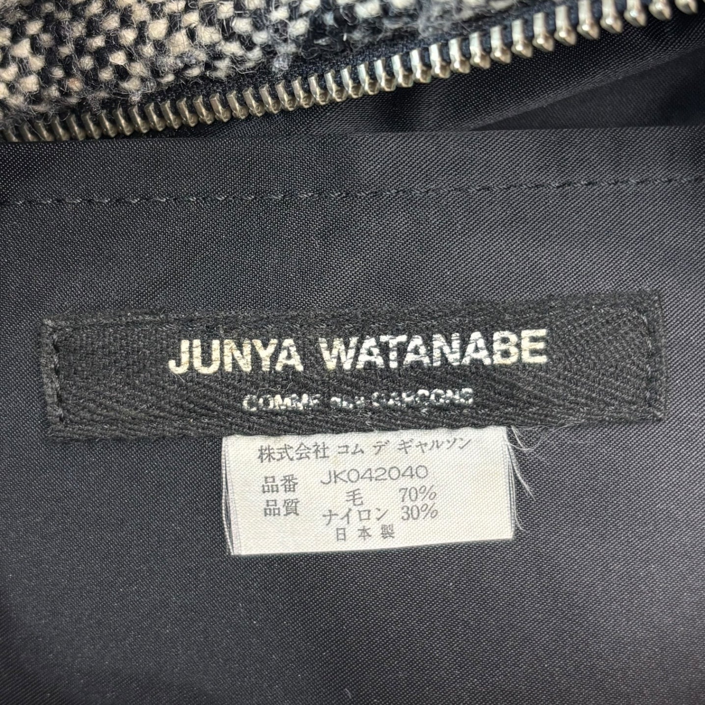 COMME des GARCONS JUNYA WATANABE(コムデギャルソンジュンヤワタナベ) Tweed Quilted Single-Handle Handbag ツイード 中綿 ワンハンドル ハンド バッグ JK042040 ホワイト×ブラック