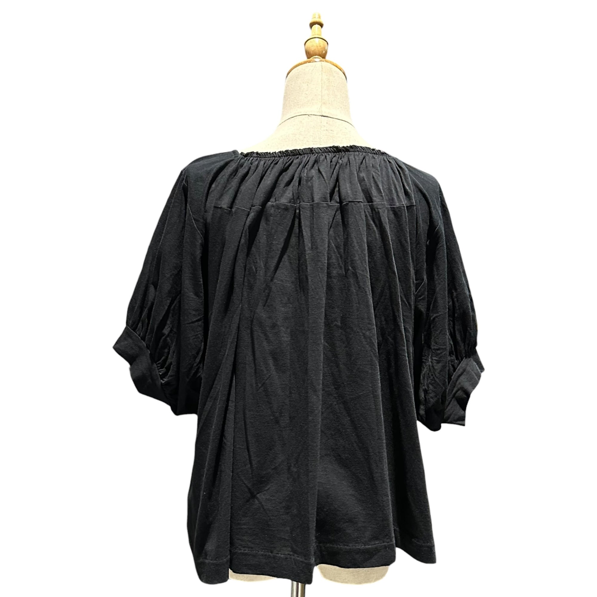 tricot COMME des GARCONS(トリココムデギャルソン) 2014SS Front-Ribbon Gathered Cut-and-Sew Top フロントリボン ギャザー カットソー TM-T035 M ブラック AD2013