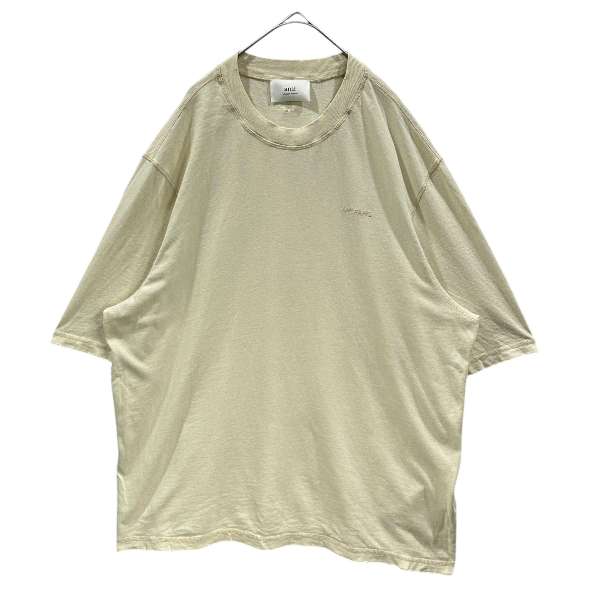 AMI PARIS(アミ パリ) Inside-Out Crew-Neck One-Point T-Shirt インサイド アウト クルーネック ワンポイント Tシャツ M アイボリー