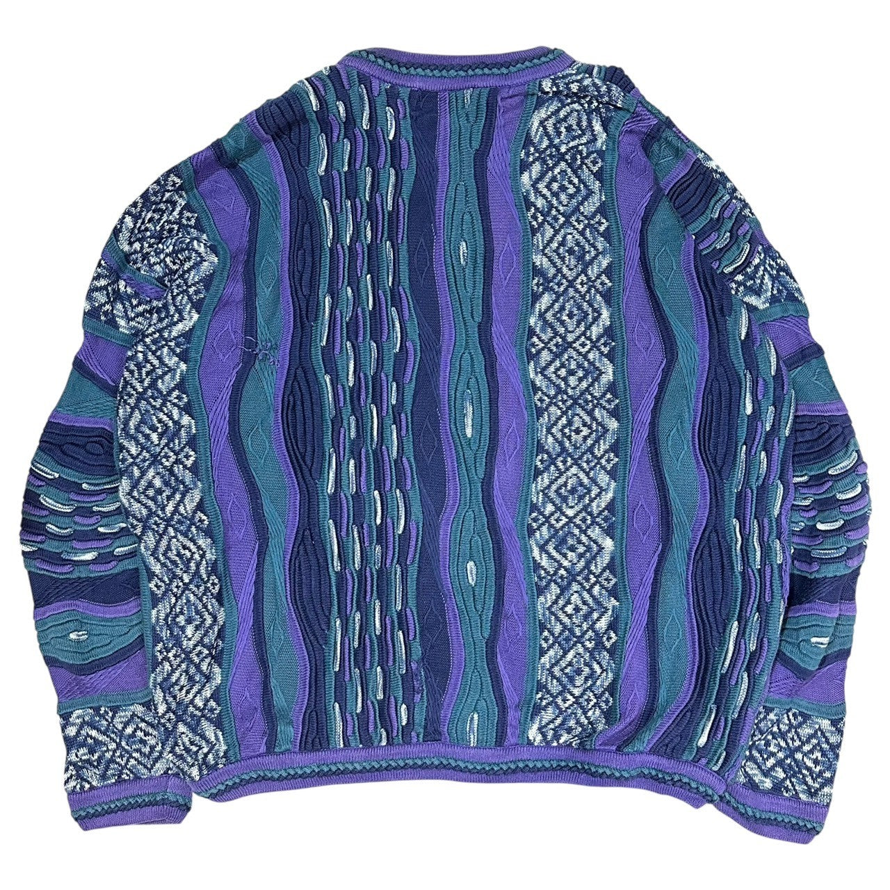 TUNDRA(ツンドラ) 90's 3D random knit ランダム ニット XL パープル×ネイビー 90年代