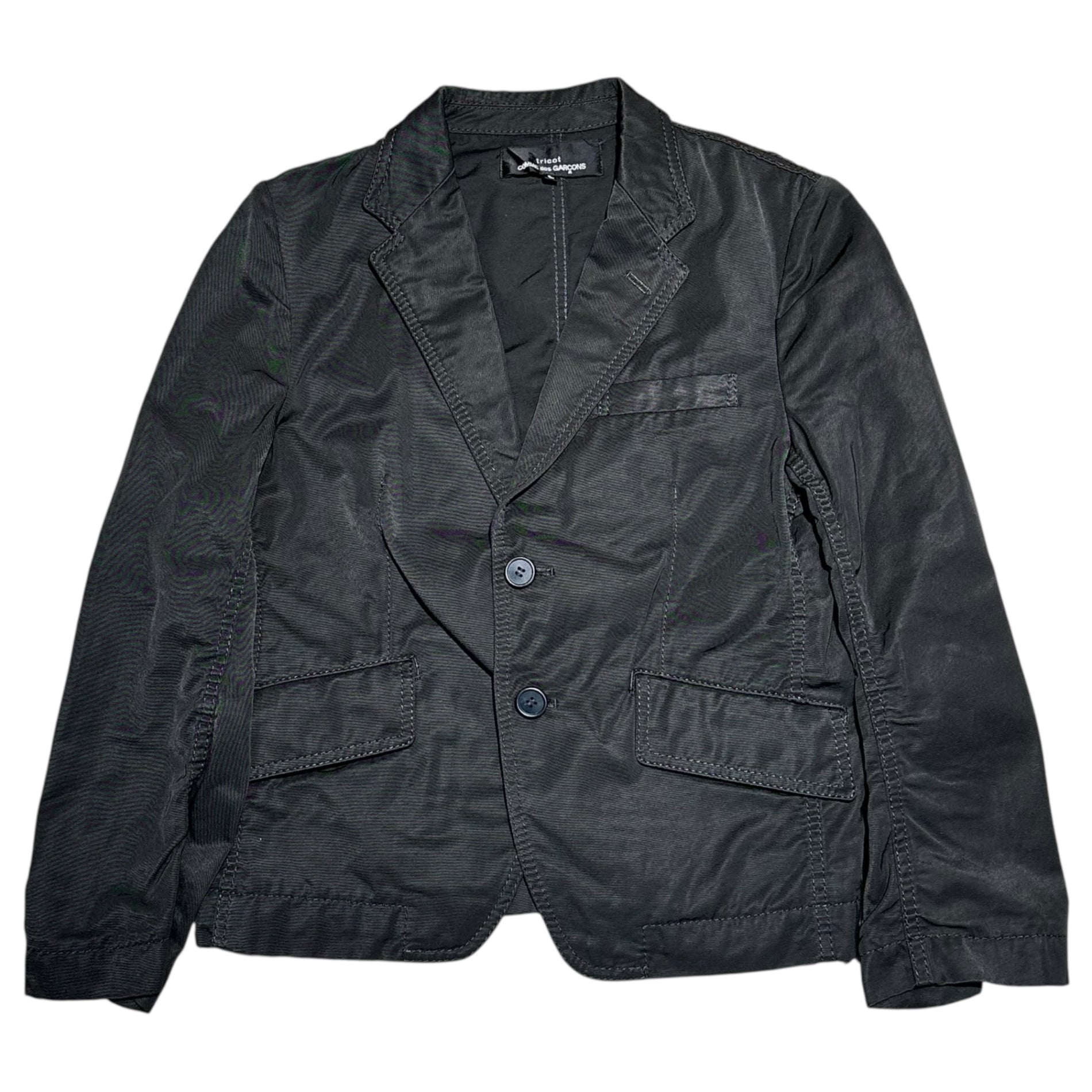 tricot COMME des GARCONS(トリココムデギャルソン) 10SS Cotton Nylon Cloth 2B Casual Jacket コットン ナイロン クロス カジュアル ジャケット TE-J007 L ブラック AD2009