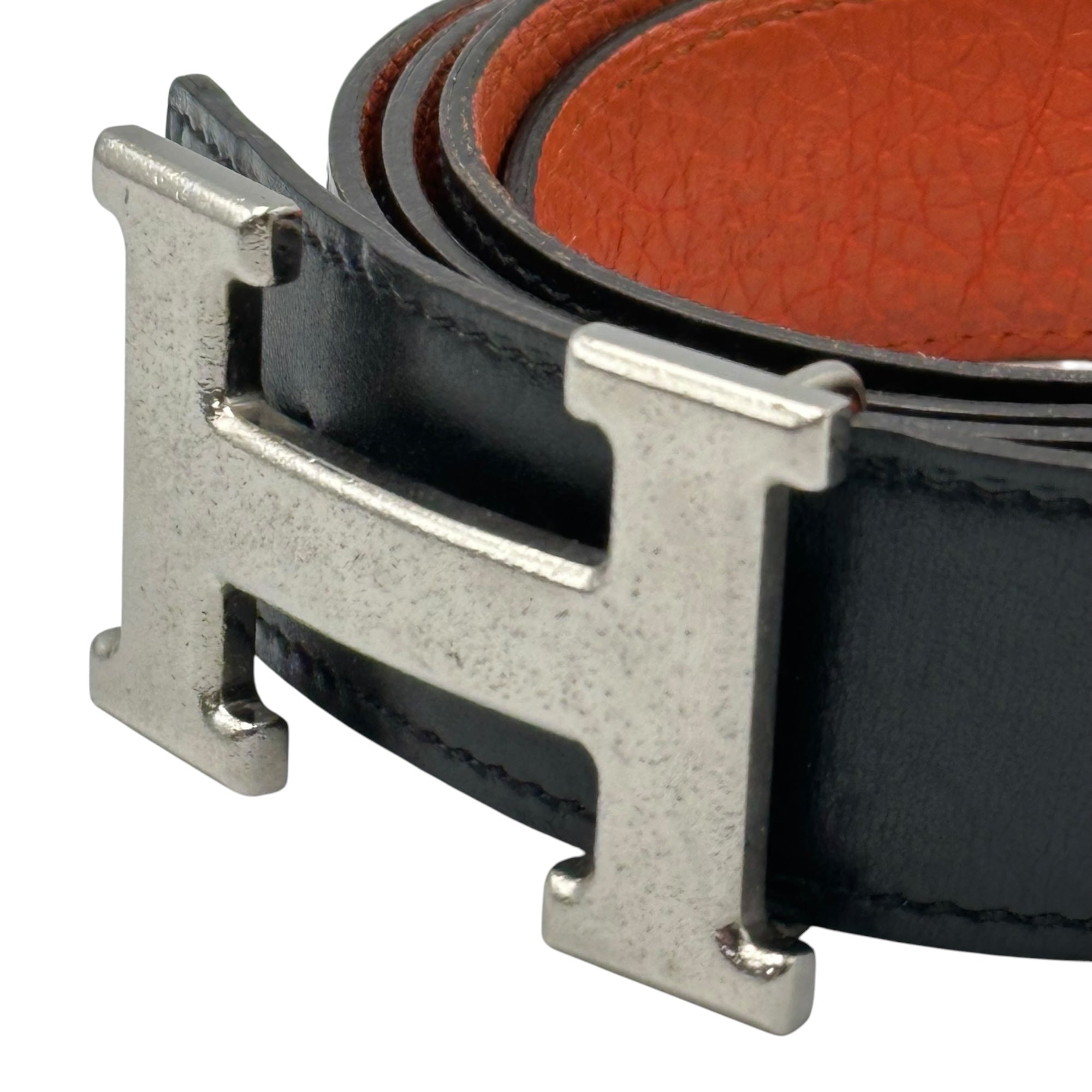 HERMES(エルメス) Constance Belt コンスタンス ベルト 105 ブラック×シルバー レザー Hバックル 刻印□Q