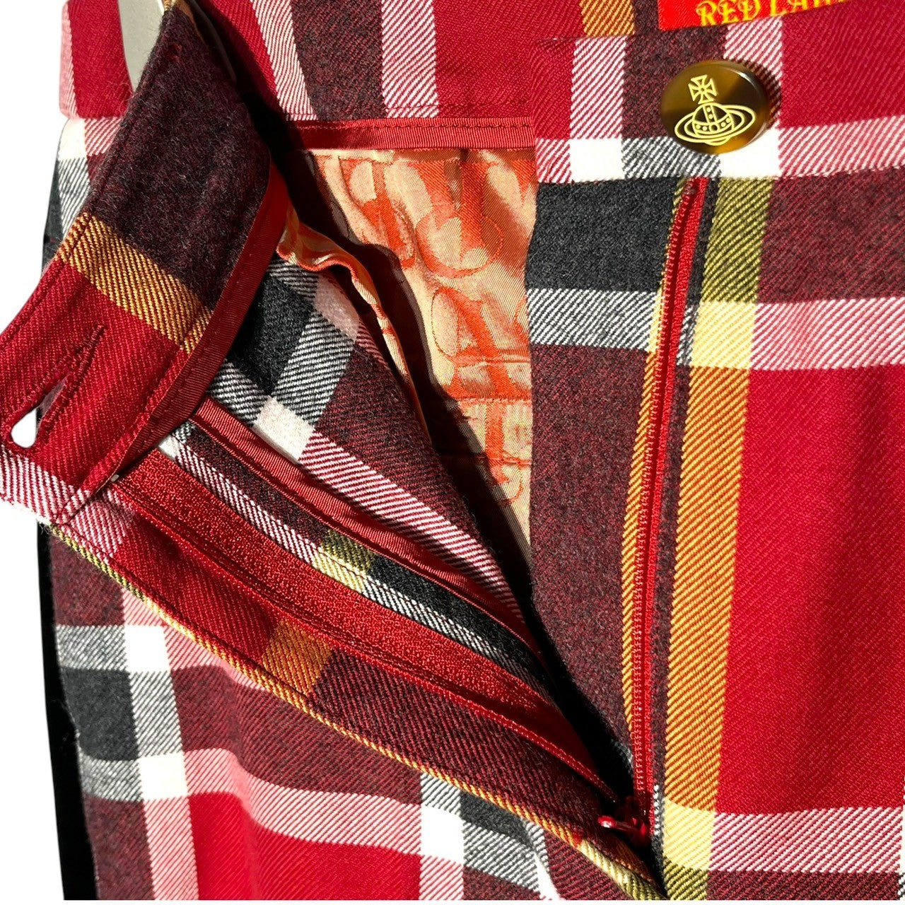 Vivienne Westwood RED LABEL(ヴィヴィアンウエストウッドレッドレーベル) Tartan check side velor line cotton wool slacks タータンチェック サイドベロアライン コットン ウール スラックス パンツ 12-01-752011 42(S) レッド×ブラック