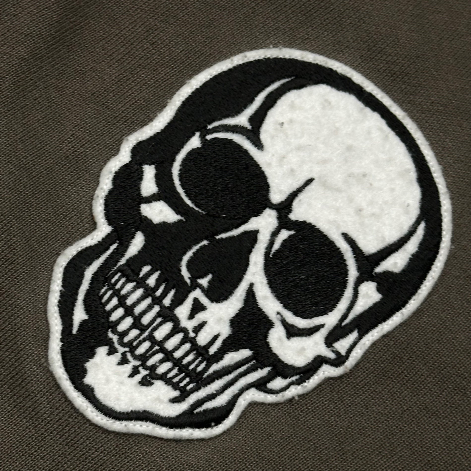 NUMBER (N)INE(ナンバーナイン) 2004SS "DREAM BABY DREAM" ドリーム期 Skull Patch Zip-Up Hoodie スカル パッチ ジップ パーカー 2 ブラウン 00's ダメージ加工