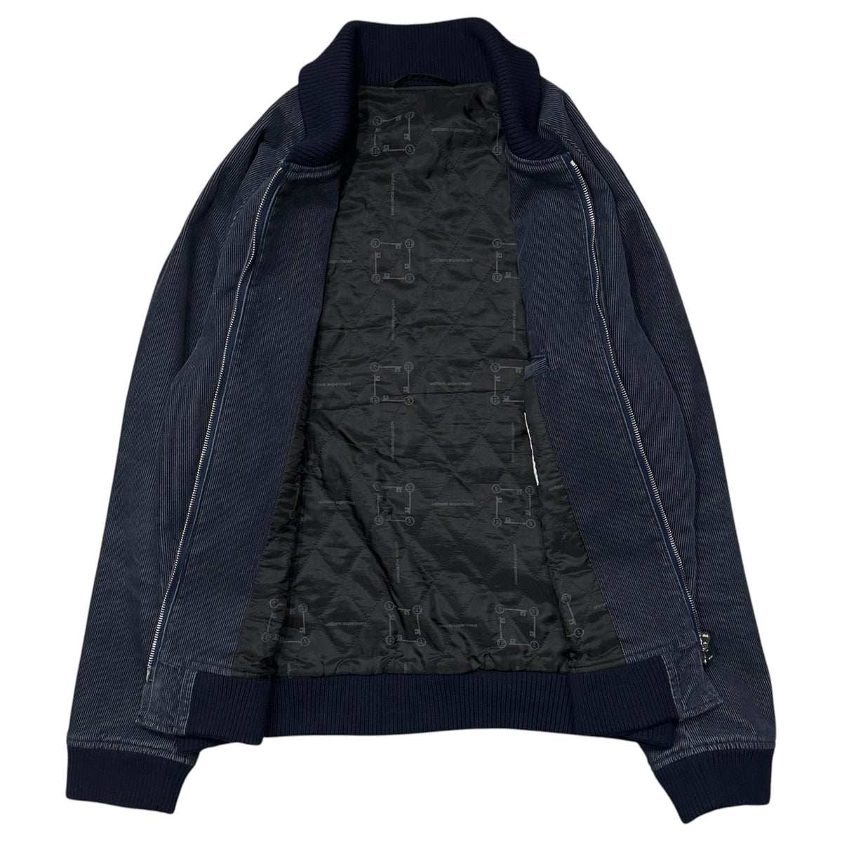 uniform experiment(ユニフォームエクスペリメント) 2012AW Shawl-Collar Back-Patch Corduroy Blouson ショール カラー バック ワッペン コーデュロイ ブルゾン UE-123027 3 ネイビー