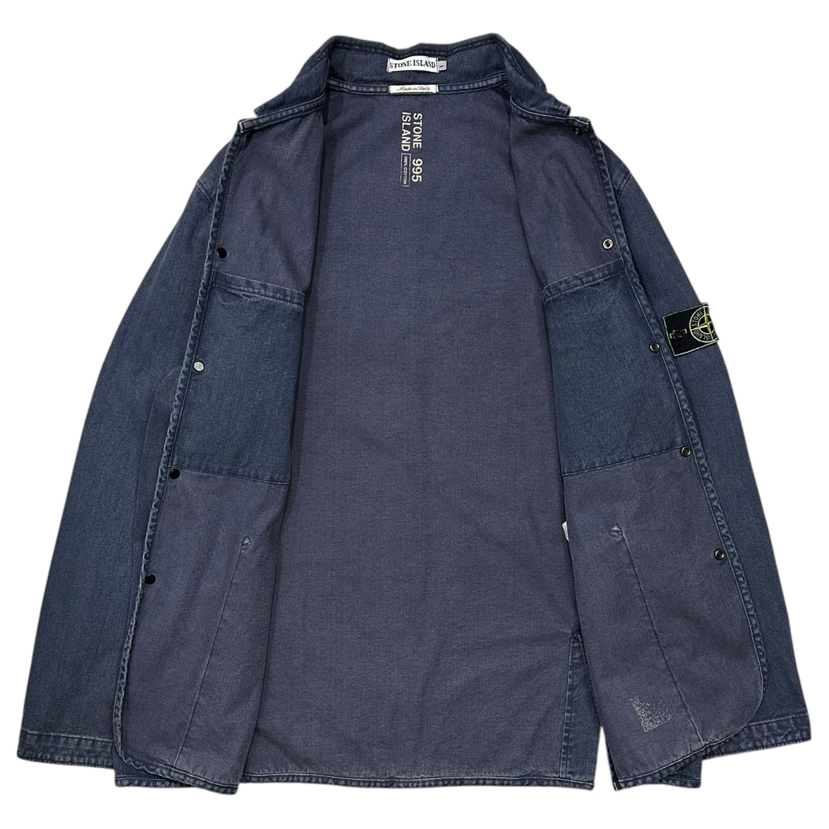 STONE ISLAND(ストーンアイランド) 1995SS Denim Coveralls ガーメントダイ デニム カバーオール 22154M06 L インディゴ 90's 90年代 ヴィンテージ グリーンエッジ