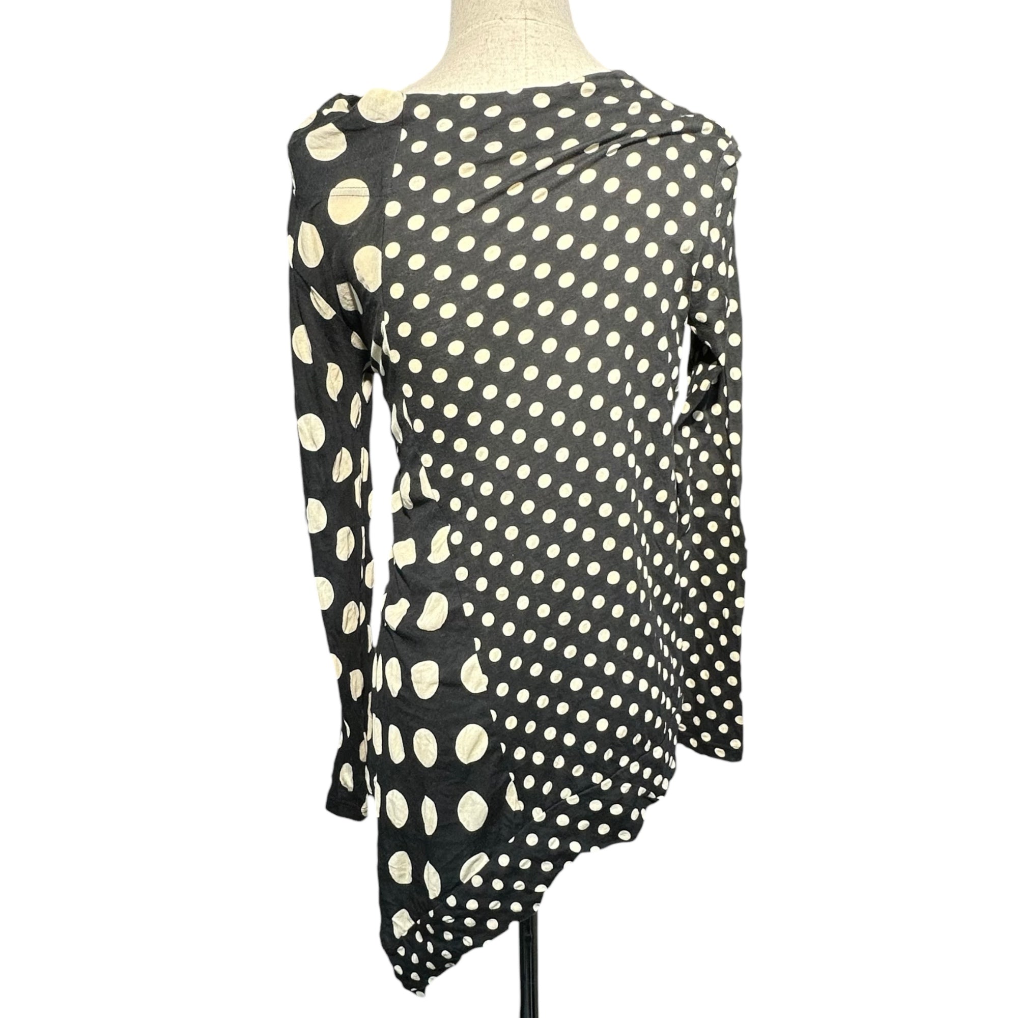 Y's(ワイズ) Asymmetrical Dot L/S Top アシンメトリー ドット 長袖 カットソー YM-T72-073 2 ブラック×アイボリー