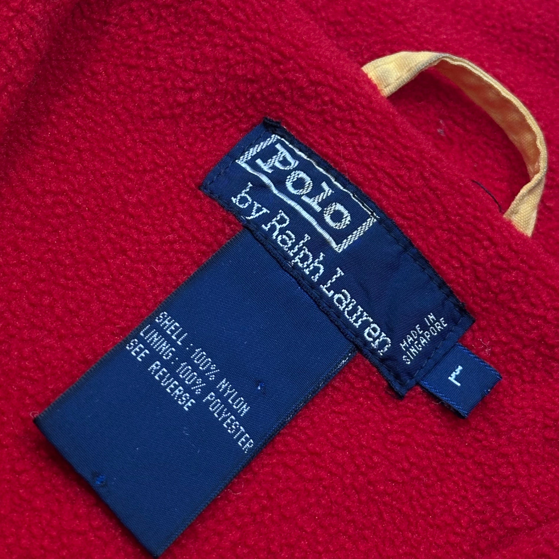 POLO RALPH LAUREN(ポロラルフローレン) 90's original "snow beach" Anorak jacket オリジナル スノー ビーチ アノラック ジャケット  L イエロー×レッド 1993 90年代 ヴィンテージ 稀少品