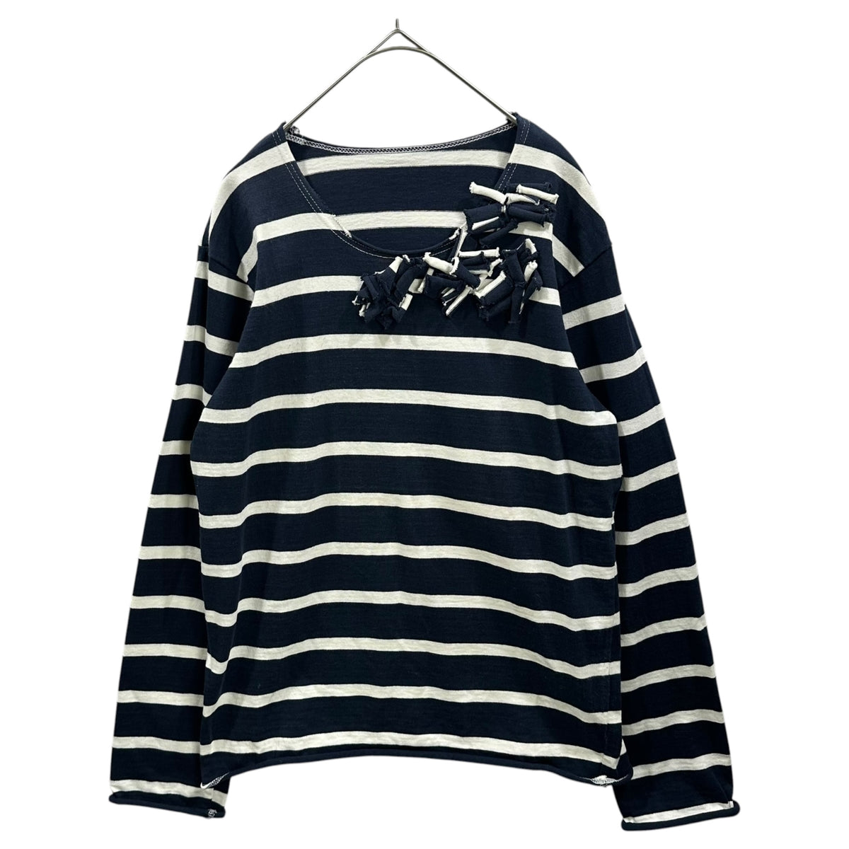 COMME des GARCONS COMME des GARCONS(コムデギャルソンコムデギャルソン) Chest-Adorned Border T-Shirt 胸装飾 ボーダー カットソー W5B033 FREE ネイビー×ホワイト フランス製