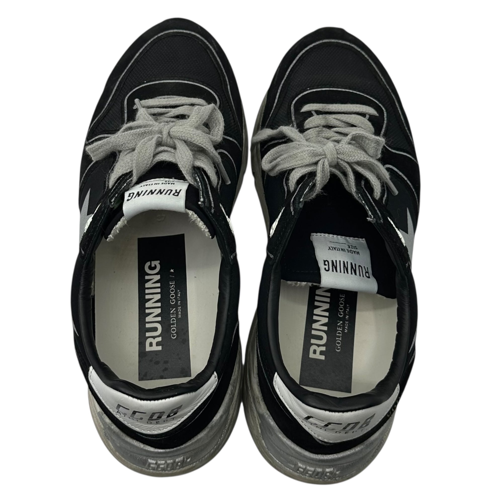 GOLDEN GOOSE(ゴールデングース) Running Sole レザー＆メッシュ ユーズド加工 ローカット スニーカー 37(24.5cm) ブラック