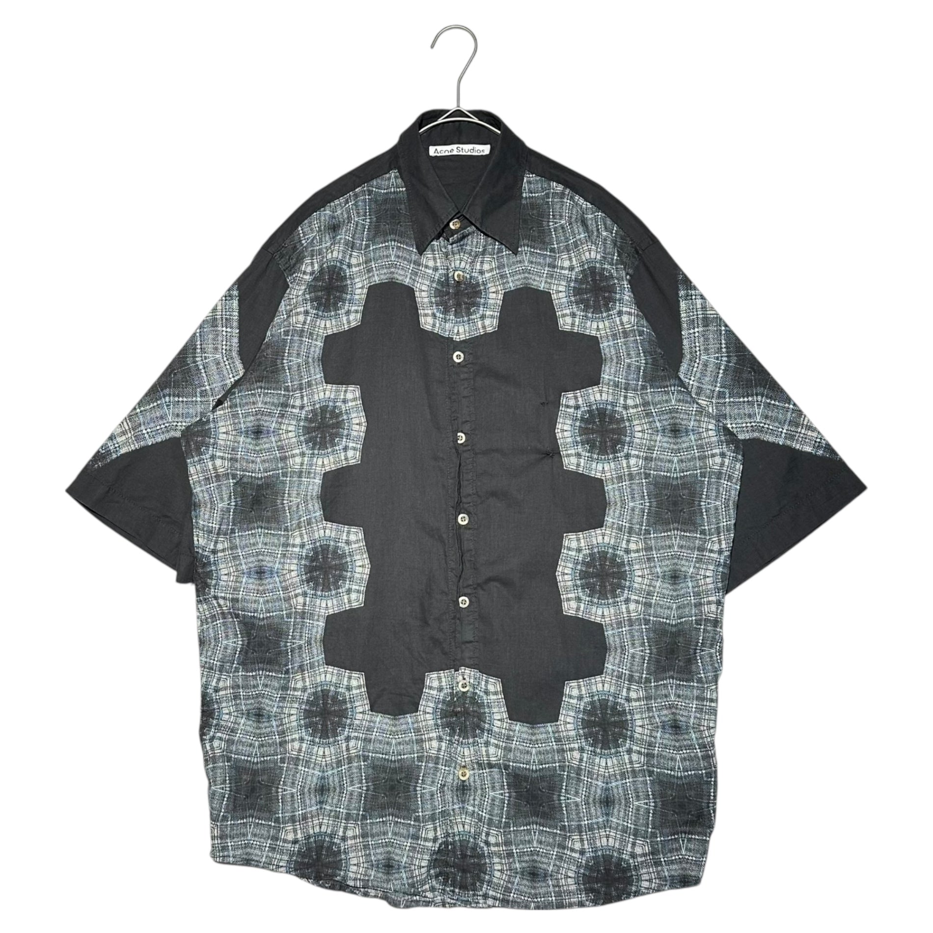 Acne Studios(アクネストゥディオズ) 22AW Kaleidoscope Check S/S Shirt 万華鏡 チェック 半袖 シャツ FN-MN-SGIR000565 44(S~M程度) ブラック×ネイビー