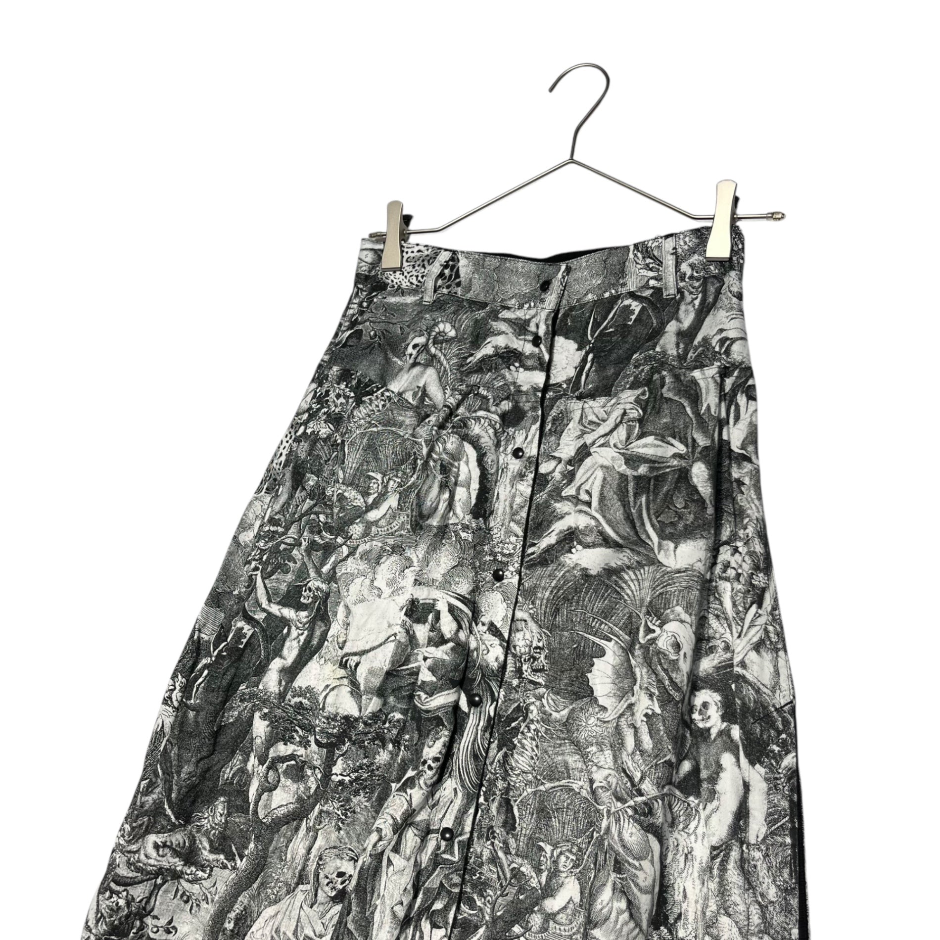 DIESEL(ディーゼル) Skull Maria print wrap skirt スカル マリア プリント ラップスカート 24 ホワイト×ブラック