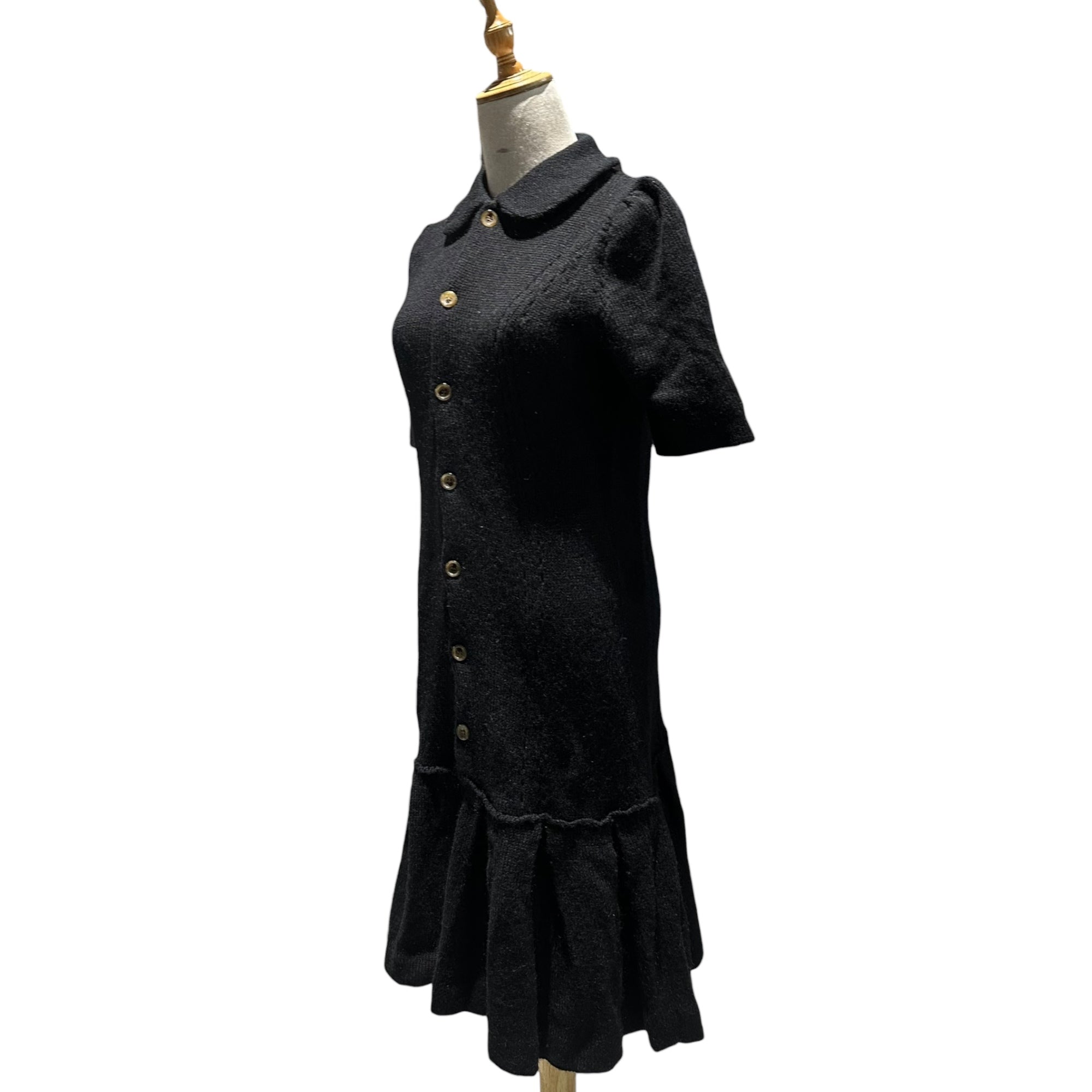 tricot COMME des GARCONS(トリココムデギャルソン) 08AW Wool Blend Pullover Button-Up Knit Dress モヘア混 ウール プルオーバー ボタン ニット ワンピース TB-O019 M ブラック AD2008