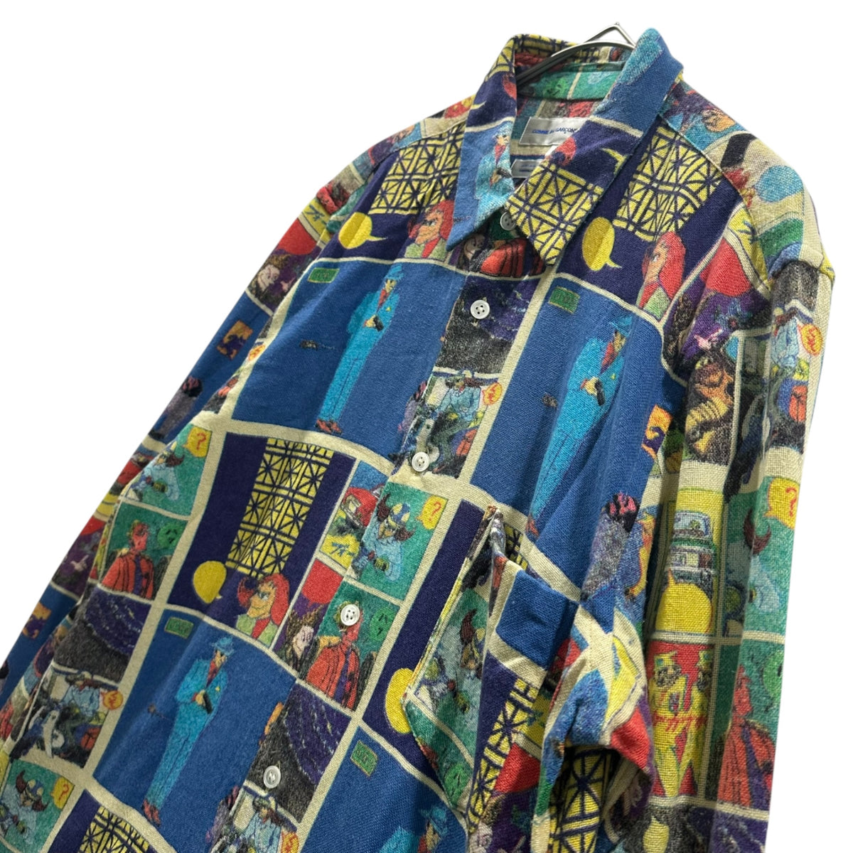 COMME des GARCONS SHIRT(コムデギャルソンシャツ) 2000AW Haruo Kobayashi Wool Shirt 小林晴夫 ウール 総柄 シャツ M ブルー×マルチカラー