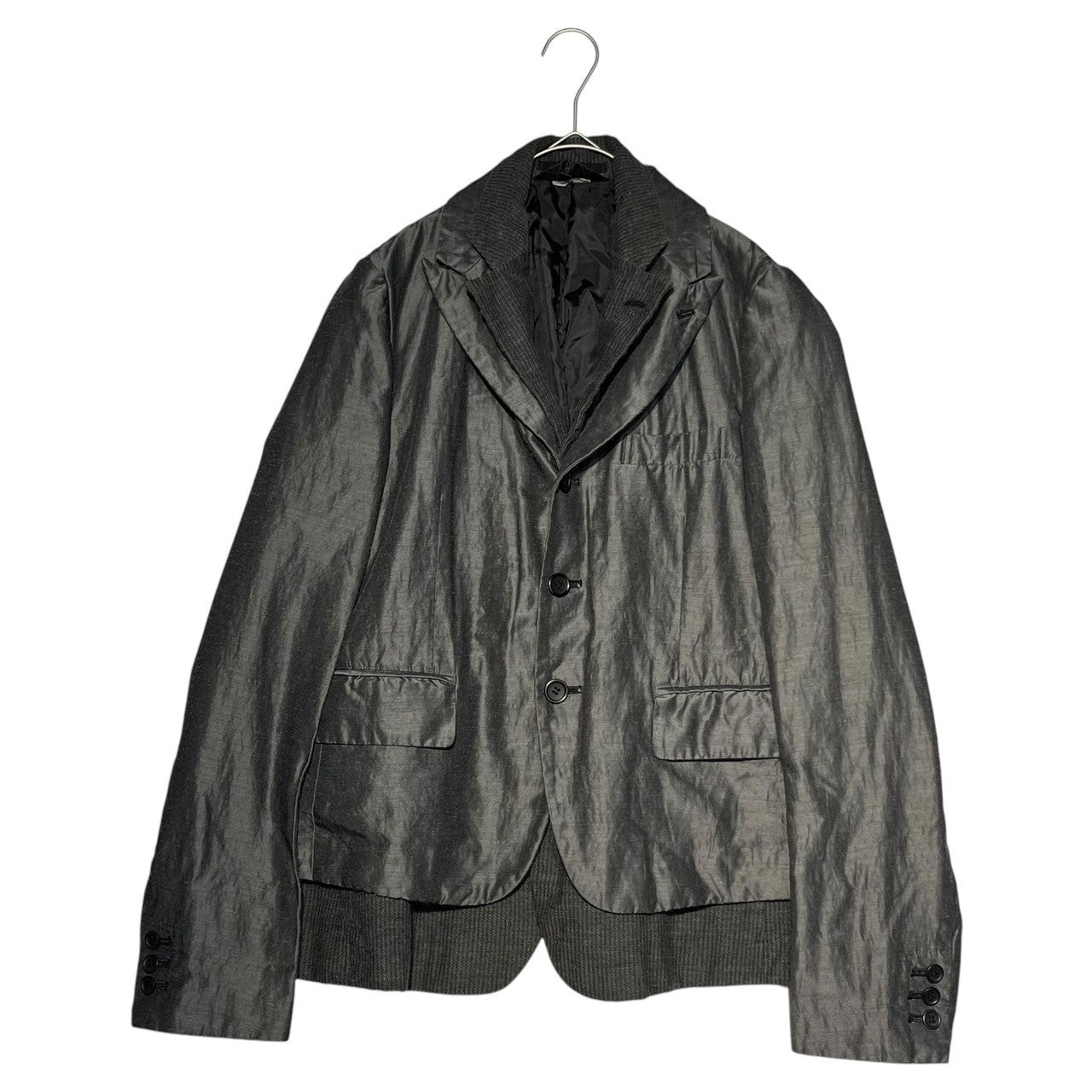 BLACK COMME des GARCONS(ブラックコムデギャルソン) 19AW Layered type short length jacket レイヤード タイプ ショート丈 ジャケット 1D-J008 S グレー AD2019 テーラード