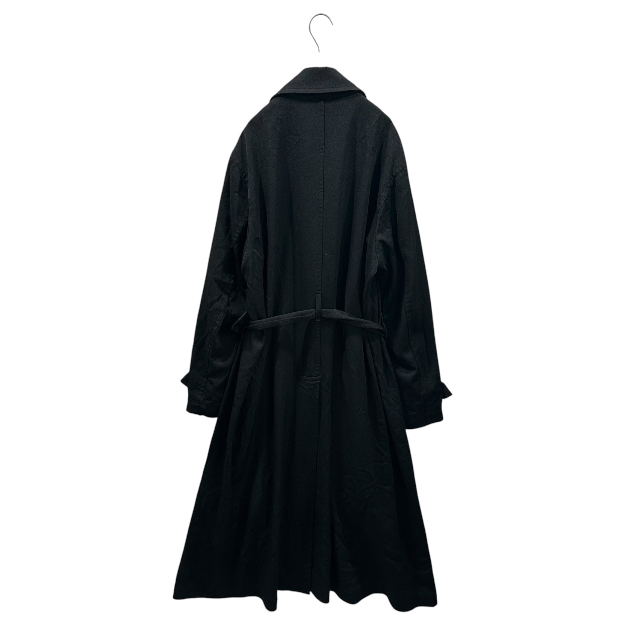 BLACK COMME des GARCONS(ブラックコムデギャルソン) 2022AW Polyester felted double-breasted trench coat with brown buttons ポリ縮絨 ブラウン ボタン トレンチコート 1J-C003 S ブラック×ブラウン AD2022