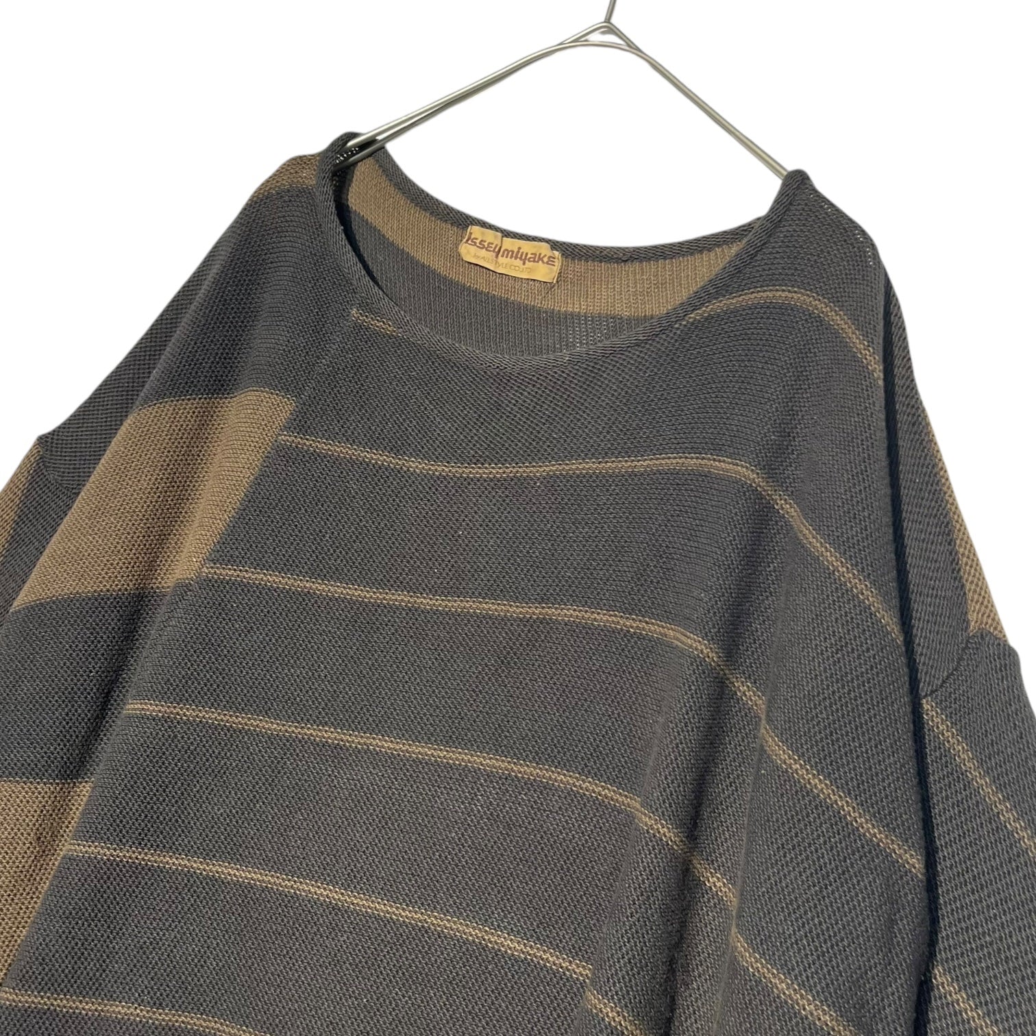 ISSEY MIYAKE(イッセイミヤケ) 70’s random border knit sew 70年代 ヴィンテージ ランダムボーダー ニットソー ALL STYLEタグ FREE ブラウン×ブラック 本人期 稀少品 アーカイヴ