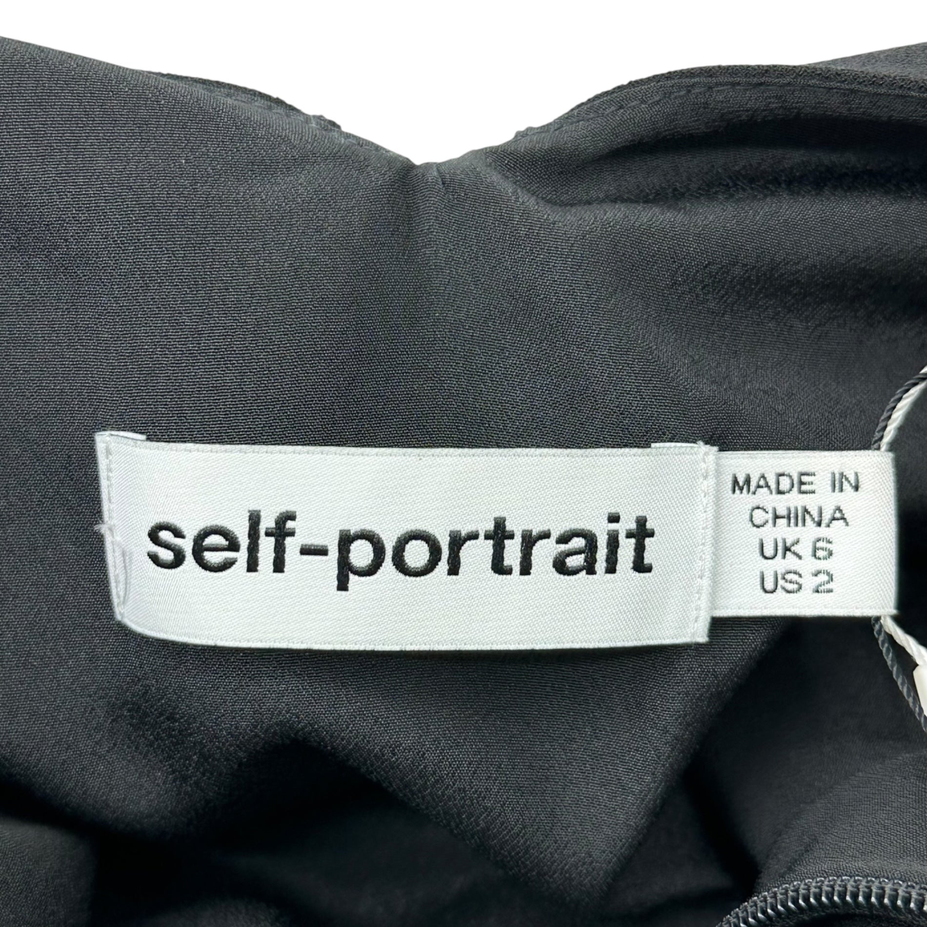 Self Portrait(セルフポートレイト) S/S CREPE TRIMMED DRESS クレープ トリム ドレス スパンコール ワンピース SP23-082B UK06(XS程度) ブラック×ネイビー