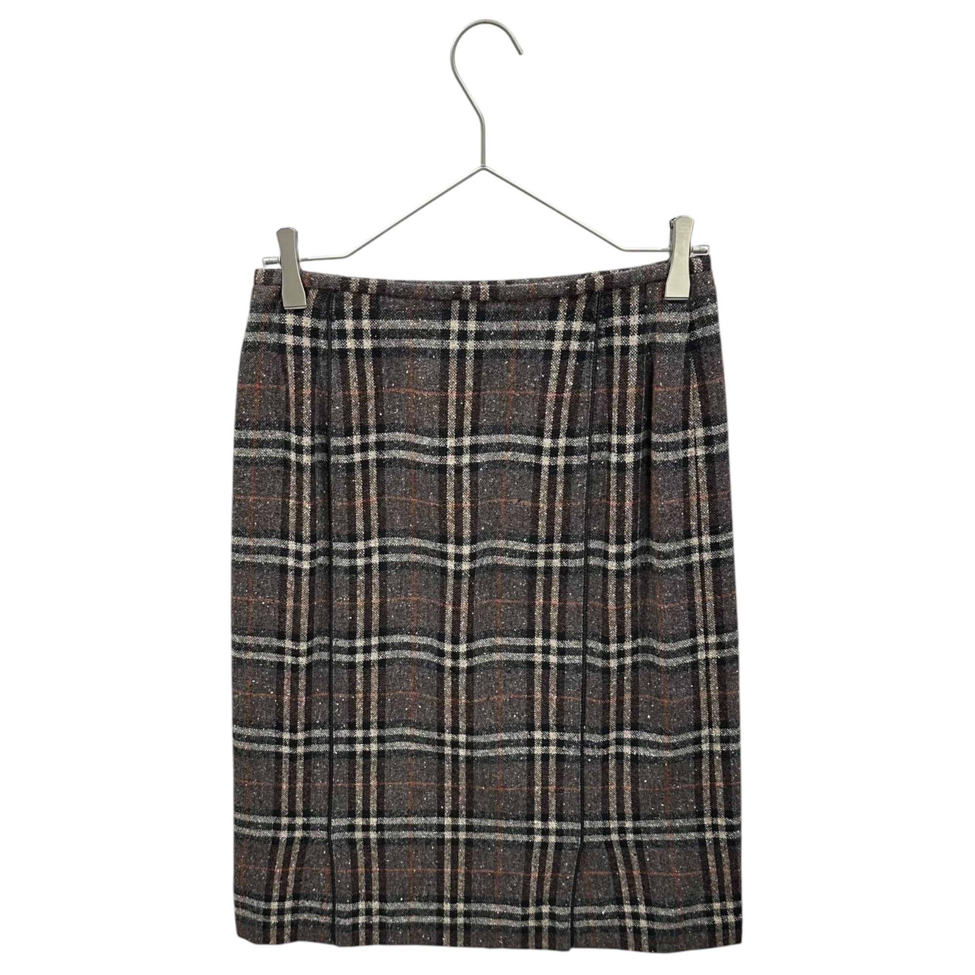 BURBERRY LONDON(バーバリーロンドン) Old Check Wool Nép Skirt オールド チェック ウール ネップ スカート FXA18-095 38(M程度) グレー×ブラック×レッド