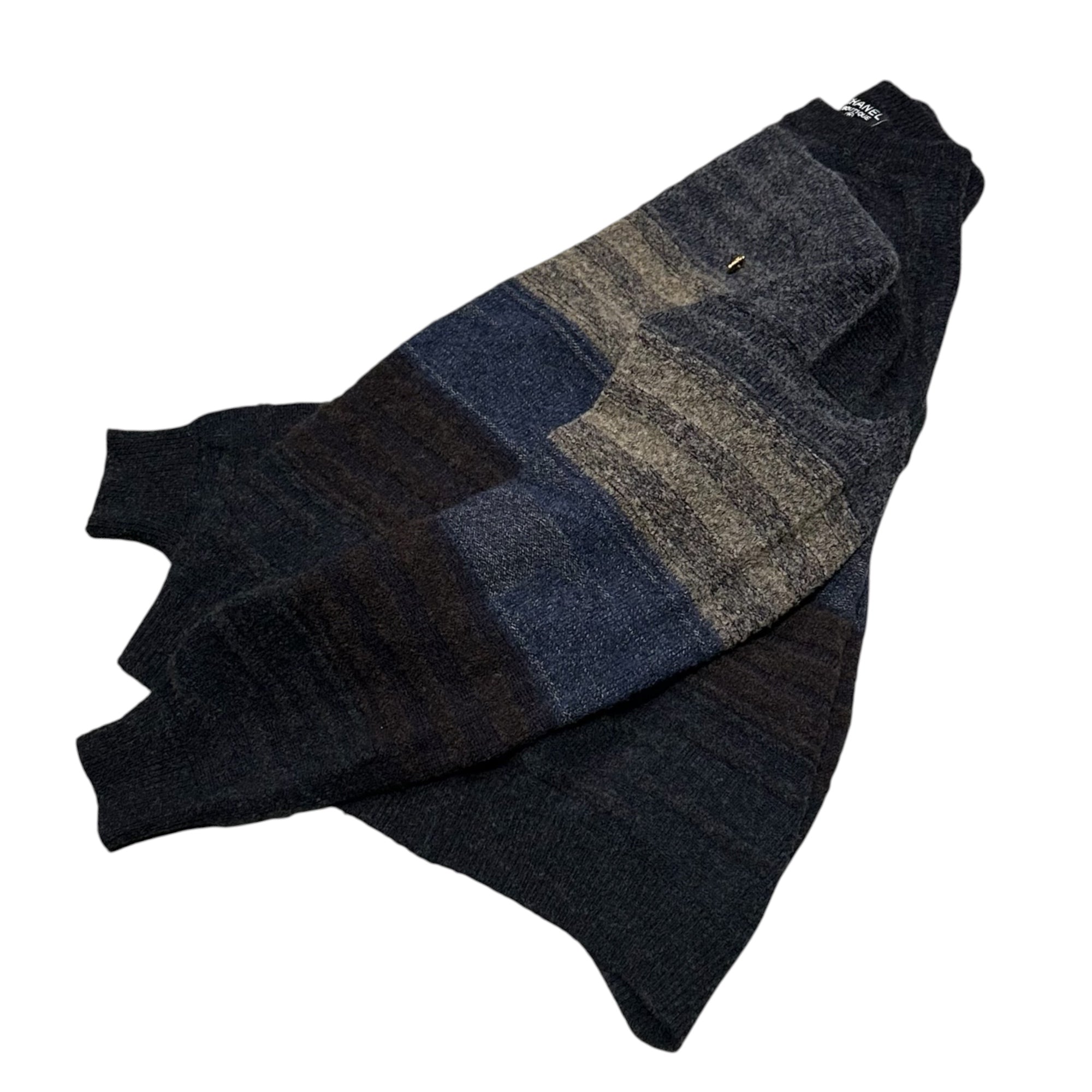 CHANEL(シャネル) 1980's Mohair gradient striped knit モヘア グラデーション ボーダー ニット 表記無(XL程度) ネイビー×ブラウン 80年代 ヴィンテージ 手書きタグ メンズサイズ