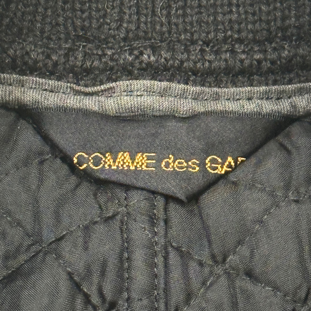 COMME des GARCONS(コムデギャルソン) 1990AW Quilted Wool-Knit Mixed Zip-Up Blouson キルティング ウールニット 切替 ジップアップ ブルゾン GJ-05022S S ブラック AD1990 90s アーカイブ 稀少