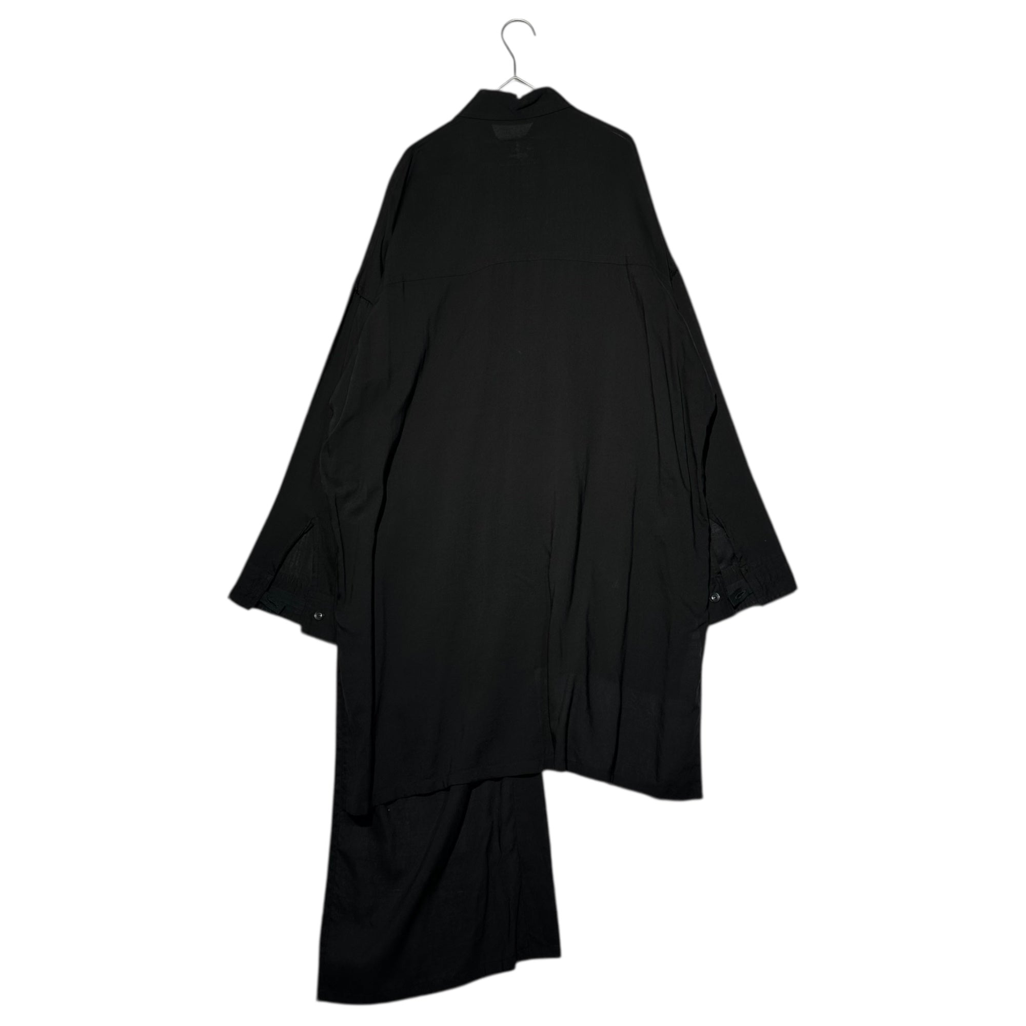 B YOHJI YAMAMOTO(ビー ヨウジヤマモト) B/FLUTTERING SHIRT 左薙ぎ 長袖 ロング シャツ NN-B57-201 1(S程度) ブラック