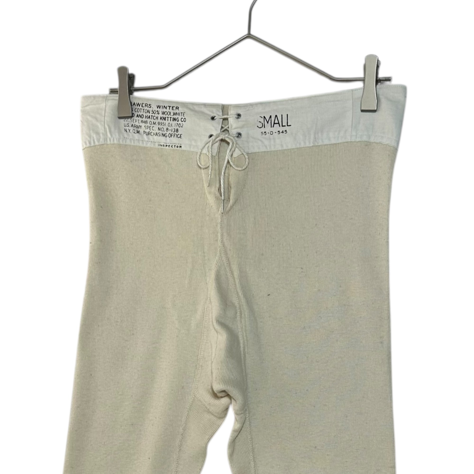 VINTAGE(ヴィンテージ) 40's DEADSTOCK cotton wool drawers pants US.ARMY コットンとウールのドロワーズパンツ L～LL程度 ホワイト