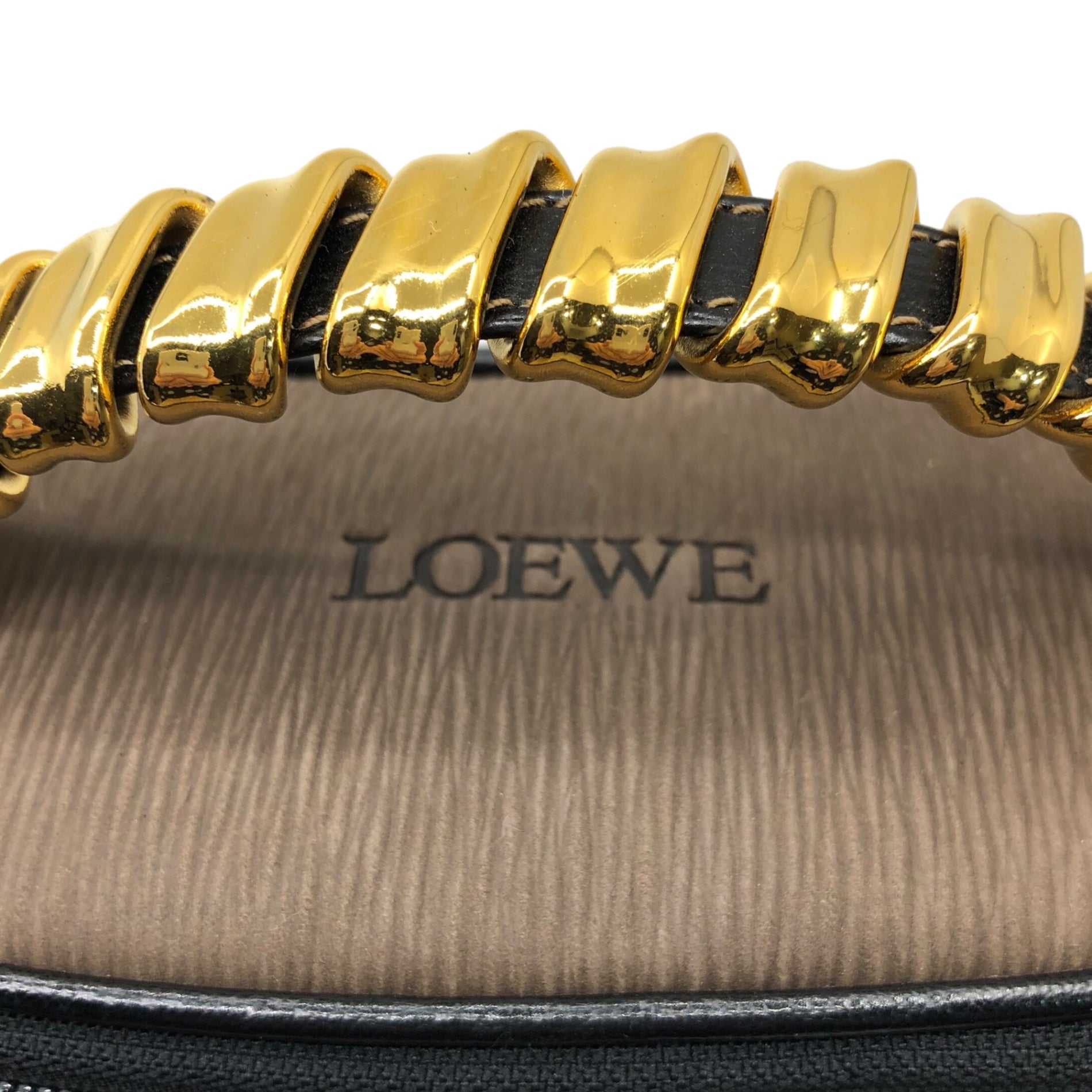 LOEWE(ロエベ) gold handle leather vanity handbag ゴールド ハンドル レザー バニティ ハンド バッグ  ブラック OLD ヴィンテージ