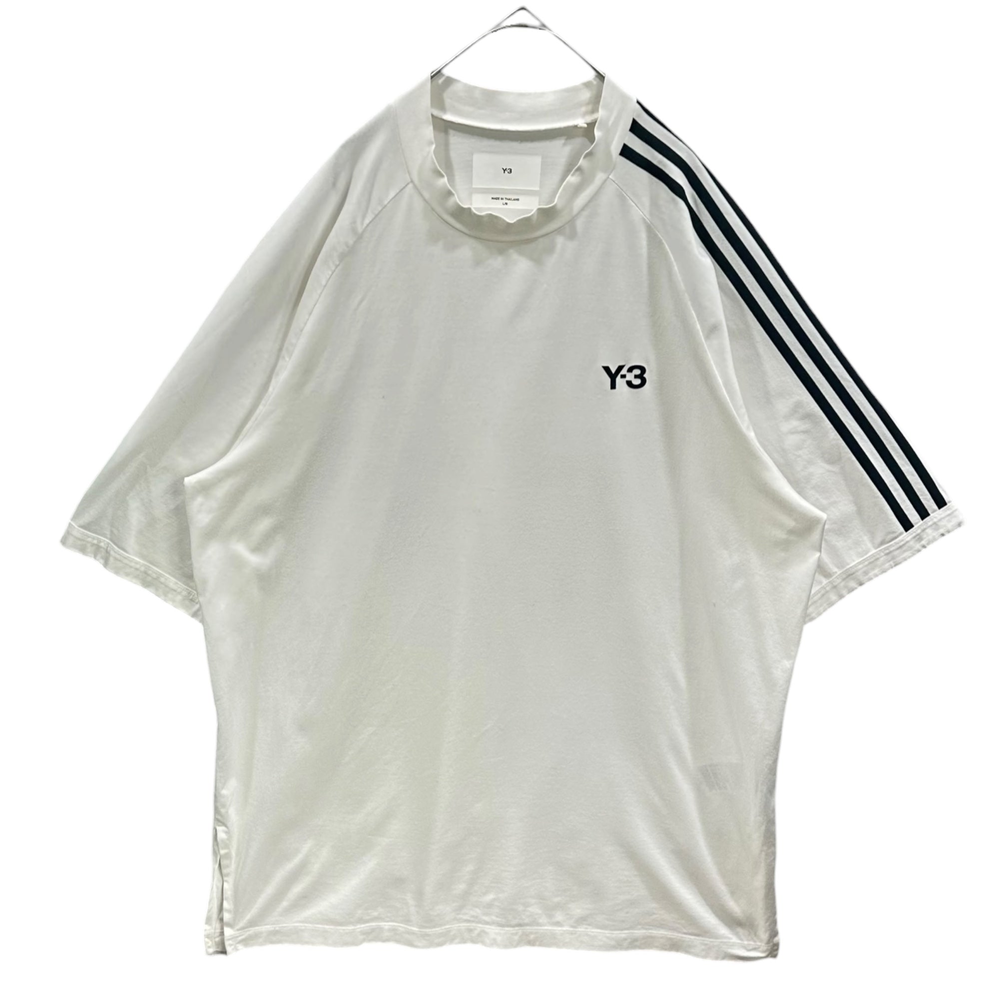 Y-3(ワイスリー) Three-Stripe Crew-Neck T-Shirt スリー ストライプ クルーネック Tシャツ HZ8871 L ホワイト×ブラック