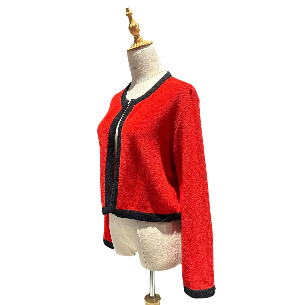 COMME des GARCONS(コムデギャルソン) 1988 Red is Black Piping No-Collar Buttonless Knit Jacket パイピング ノーカラー ボタンレス ニット ジャケット GN-050150 FREE レッド×ブラック AD1988 80s アーカイブ レッドイズブラック期