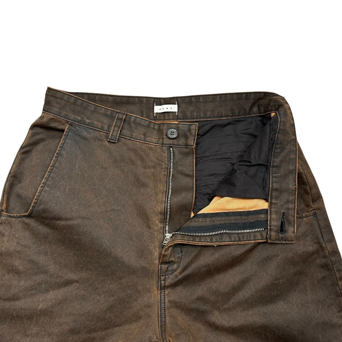 Name.(ネーム) 2026SS WAX COATING STRAIGHT TROUSERS : DELTA SHAPE ワックスコーティング ストレート パンツ NMPT-038 1 ブラウン