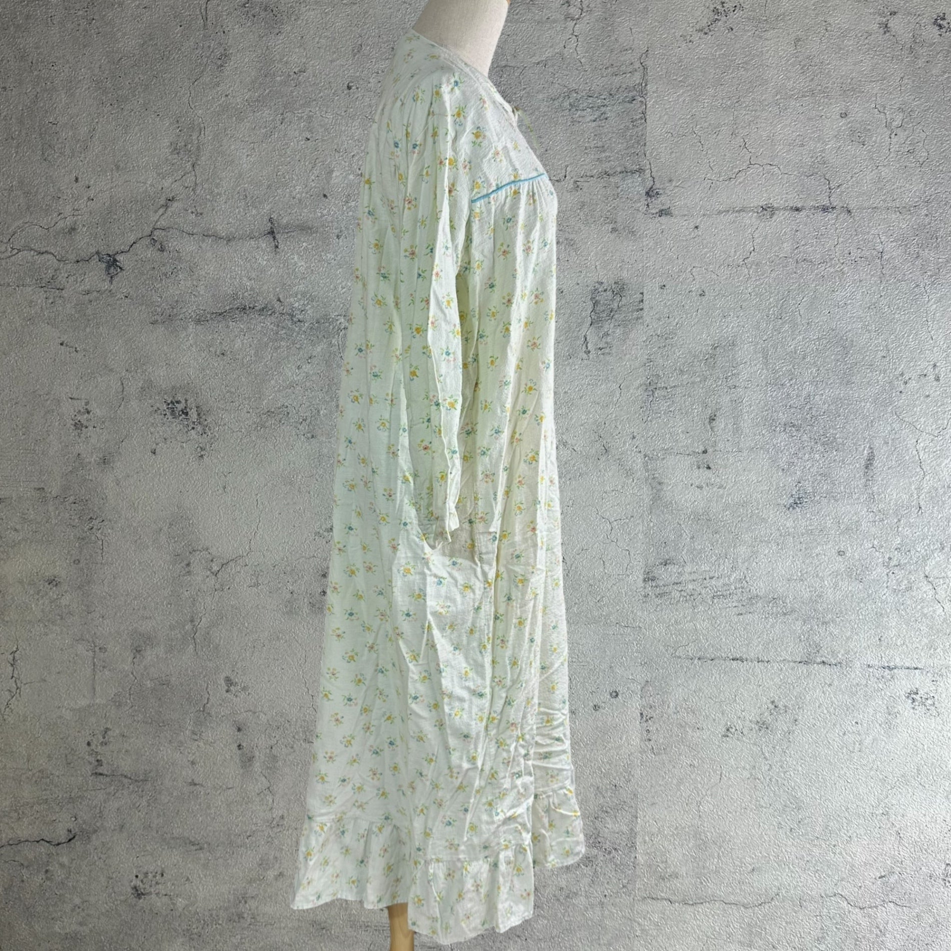 VINTAGE(ヴィンテージ) 70's flower printed lomg onepiece 花柄の長袖ロング丈ワンピース 38(M~L程度) グリーン