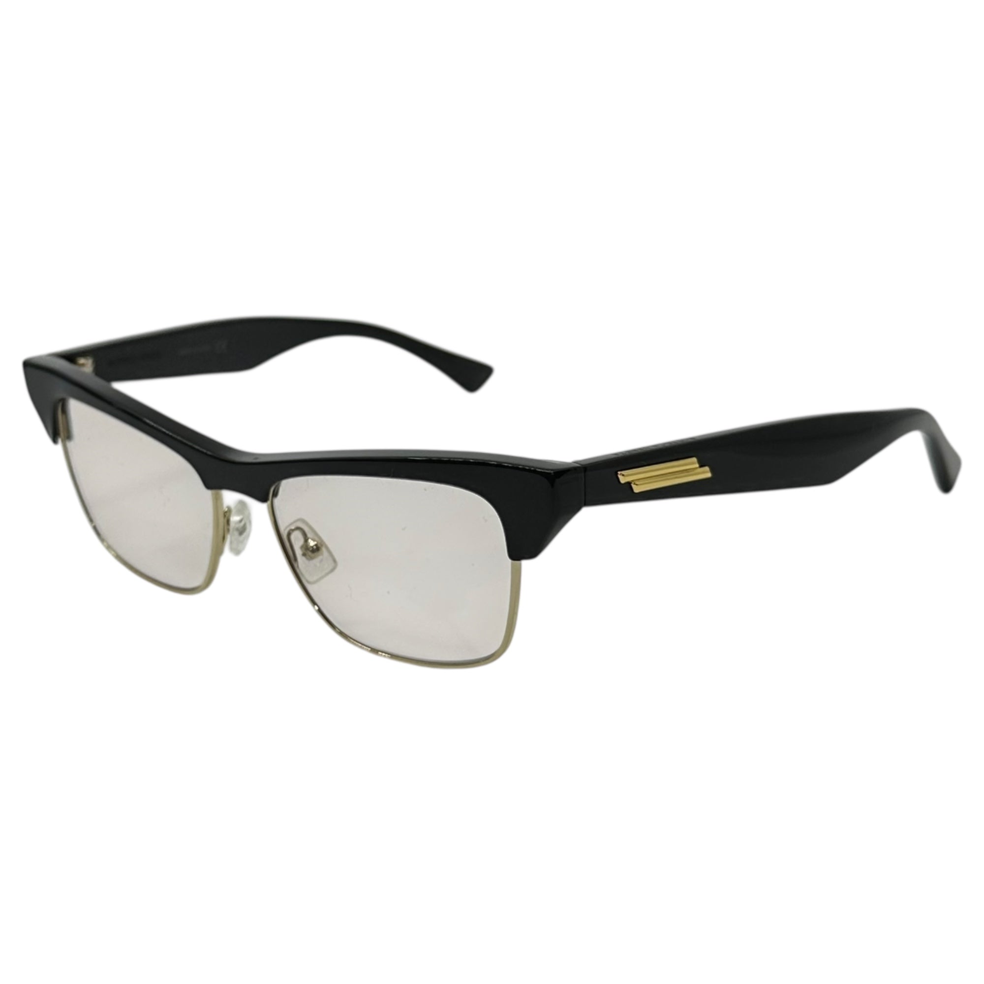 BOTTEGA VENETA(ボッテガヴェネタ) tortoiseshell half rim clear lens sunglasses 鼈甲ハーフリムクリアレンズサングラス BV1100O-002 52□15-140 ブラック×クリア