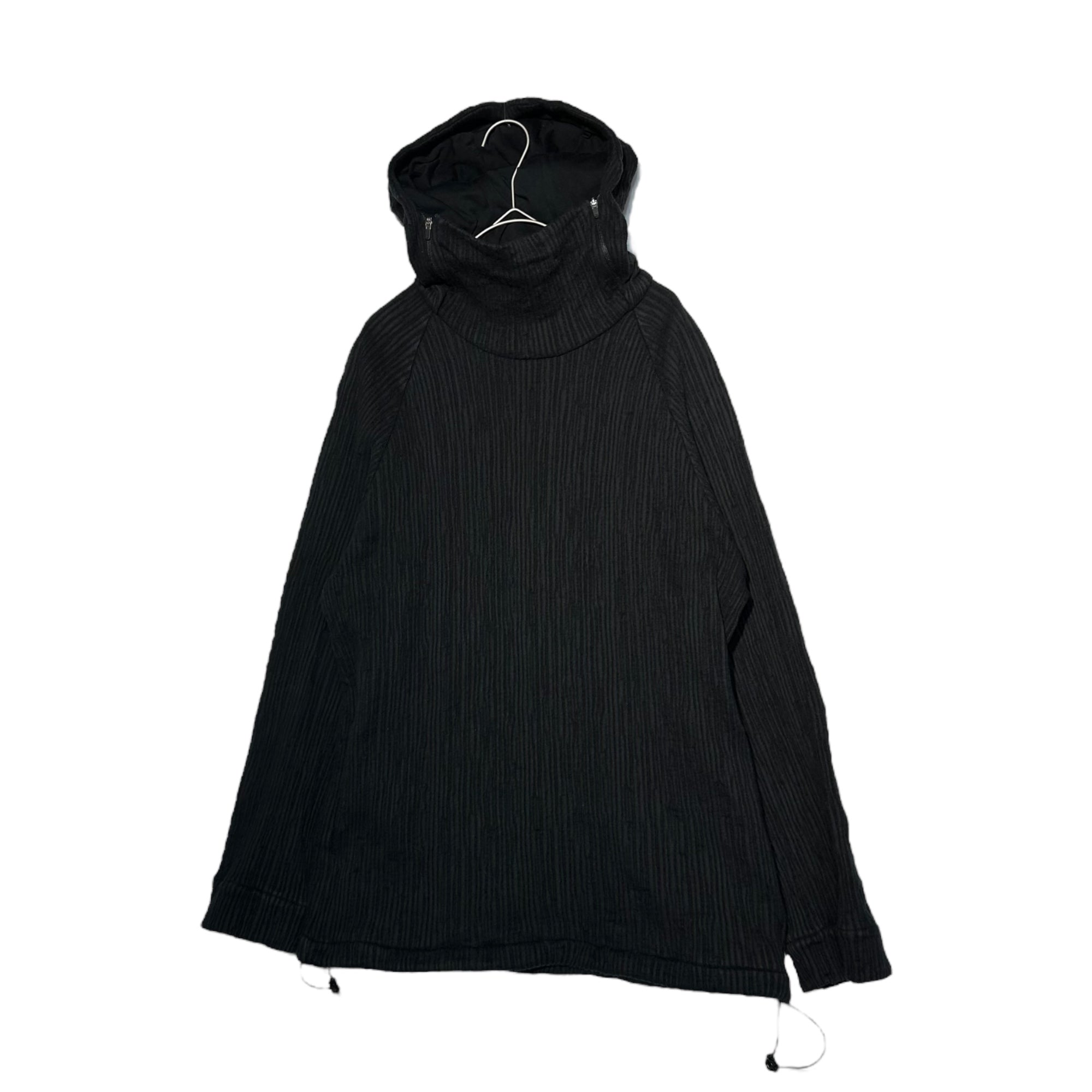 pet-tree-kor(ペットツリーコア) 22AW Drawcord Random Rib Hoodie ドローコード ランダムリブ プルオーバー パーカー PTK22AWH01A 44 ブラック