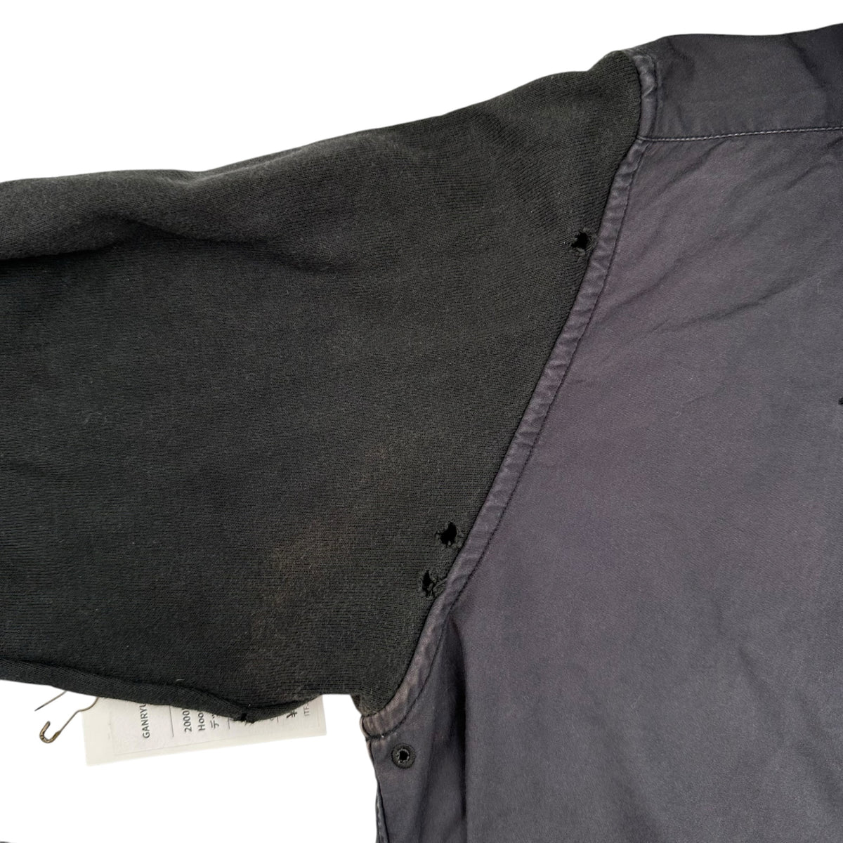 GANRYU(ガンリュウ) 2000's 「BORO」 Hooded Shirt ボロ フーデッド シャツ XS ブラック ガンリュウ 初期 COMME des GARCONS