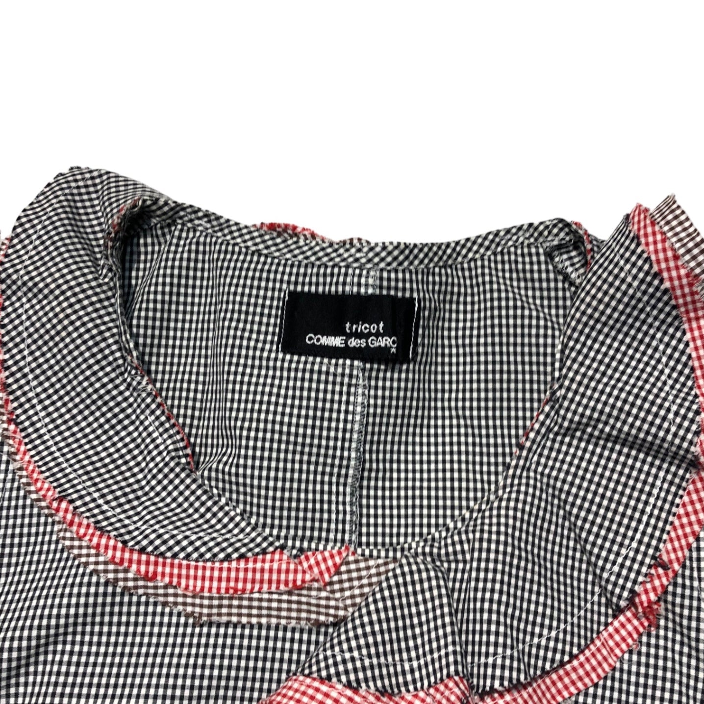 tricot COMME des GARCONS(トリココムデギャルソン) 02SS Gingham check ruffle N/S dress  ギンガム チェック フリル ノースリーブ ワンピース TF-O015 表記無し(M程度) ブラック×ホワイト AD2002