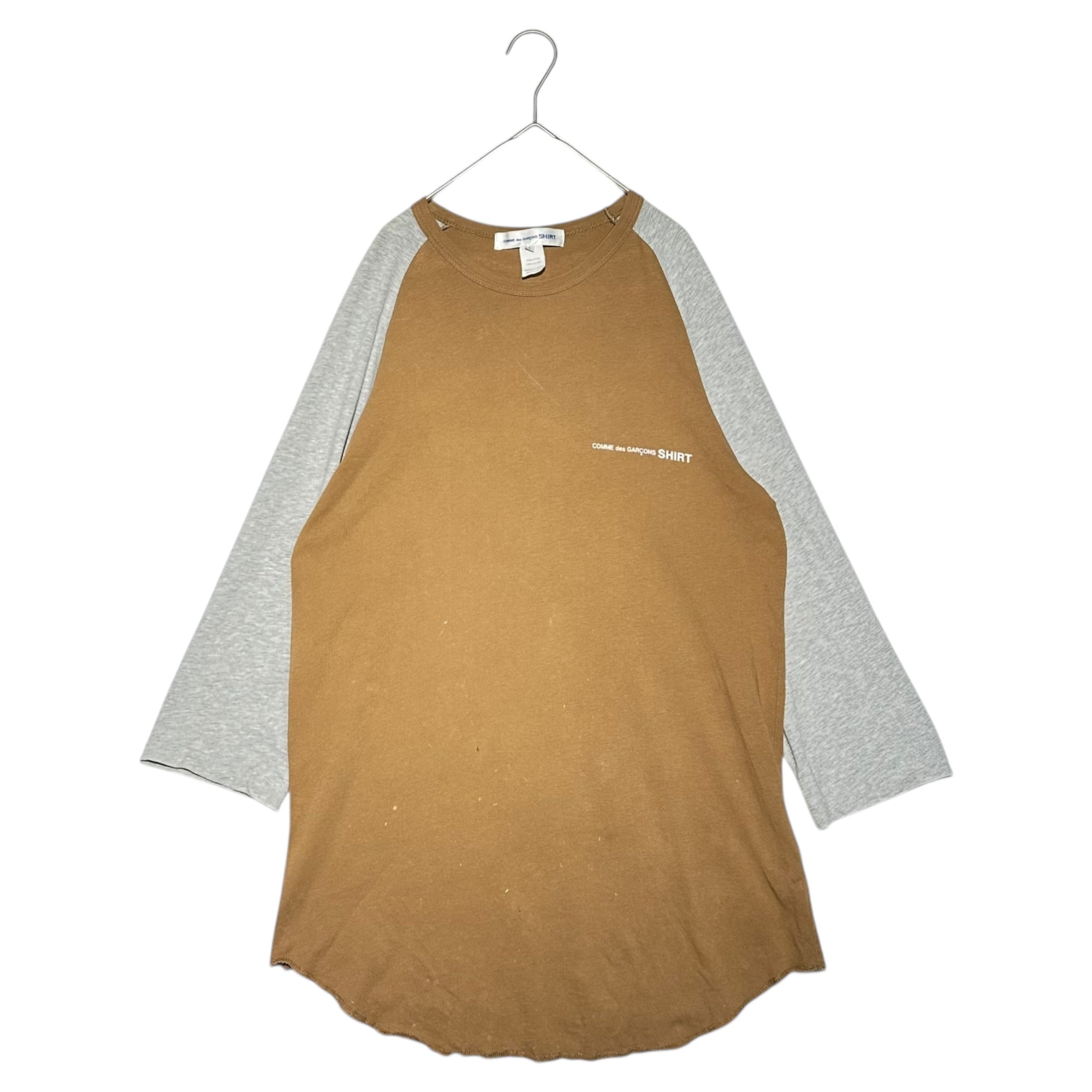COMME des GARCONS SHIRT(コムデギャルソンシャツ) Raglan Logo Baseball-Style Cut-and-Sew Shirt ラグラン ロゴ ベースボールタイプ カットソー S28120 L ブラウン×グレー