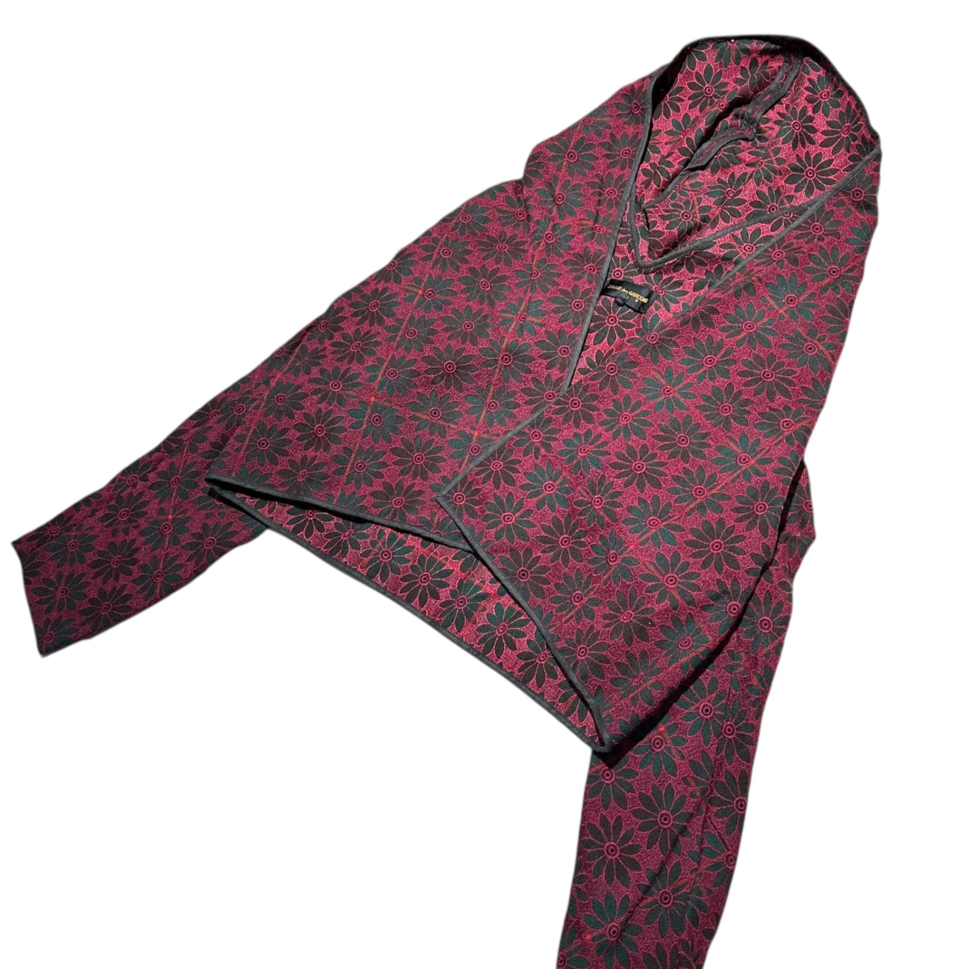 COMME des GARCONS(コムデギャルソン) 99AW Vintage Flower stitchwork modified buttonless jacket  ヴィンテージ フラワー ステッチワーク 変形 ボタンレス ジャケット GJ-04030S S ブラック×レッド AD1999