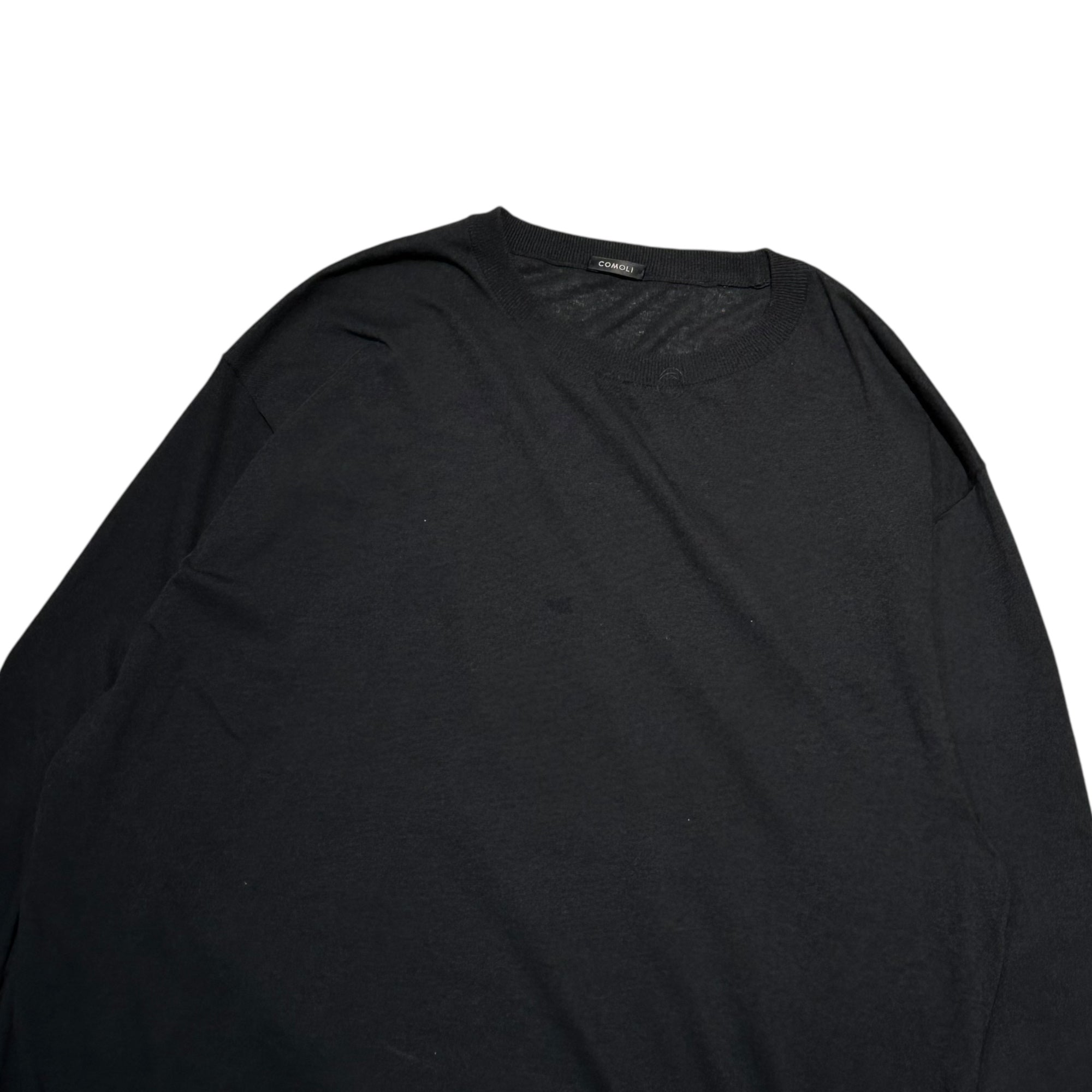 COMOLI 25SS コットンクルーネックニット ブラック COMOLI コットン クルーネックニット , Black – Navyblue