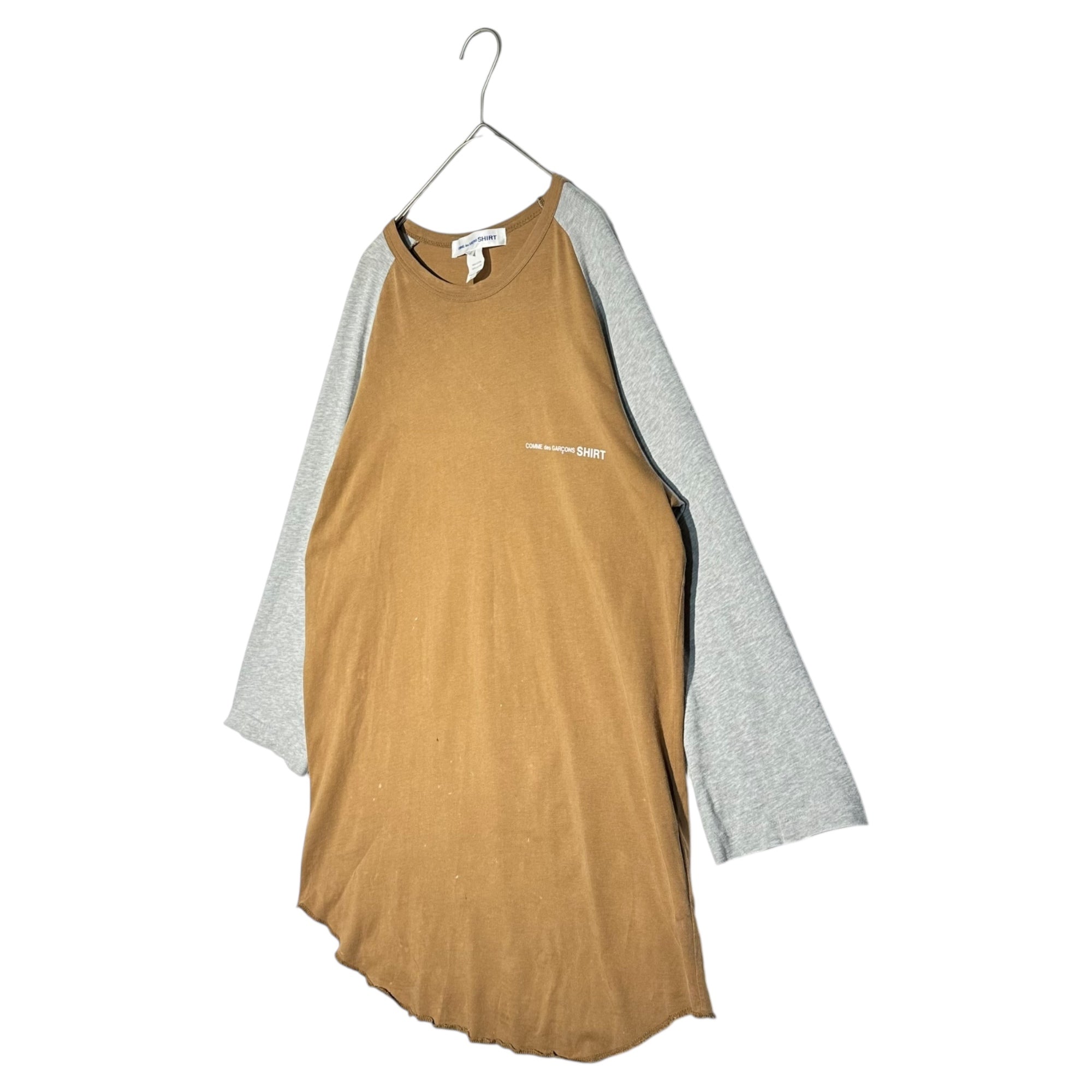 COMME des GARCONS SHIRT(コムデギャルソンシャツ) Raglan Logo Baseball-Style Cut-and-Sew Shirt ラグラン ロゴ ベースボールタイプ カットソー S28120 L ブラウン×グレー