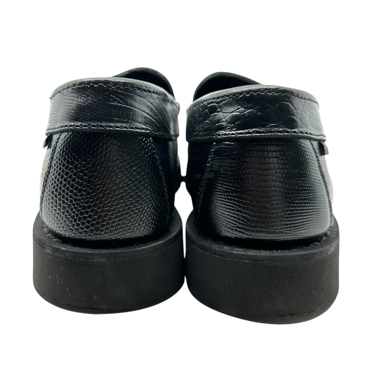 SEBAGO×Engineered Garments(セバゴ×エンジニアードガーメンツ) EXOTIC LOAFER EG エキゾチック レザー ローファー 741145W 42(28cm程度) ブラック 革靴 コイン 厚底 vibramソール コラボ 箱付