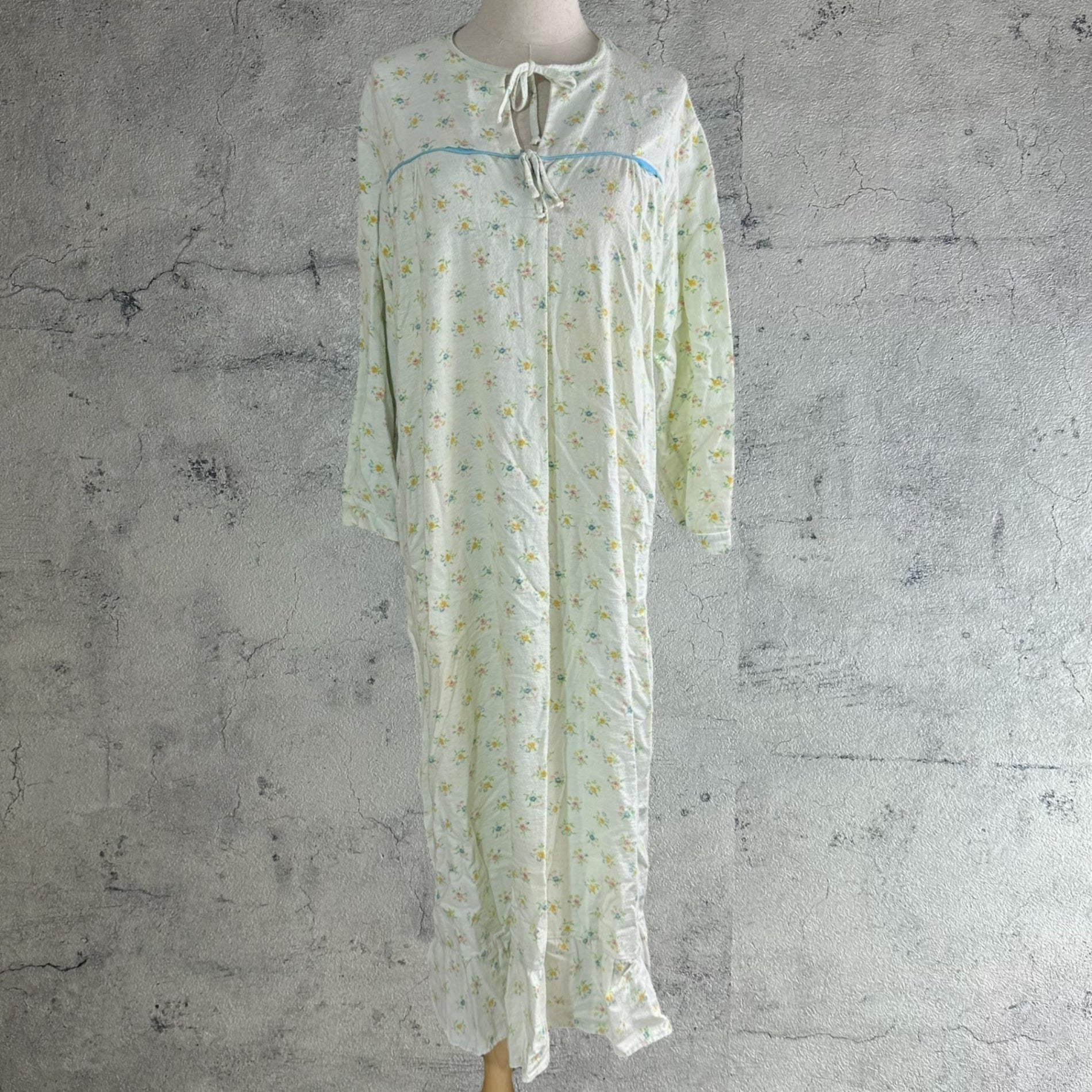 VINTAGE(ヴィンテージ) 70's flower printed lomg onepiece 花柄の長袖ロング丈ワンピース 38(M~L程度) グリーン