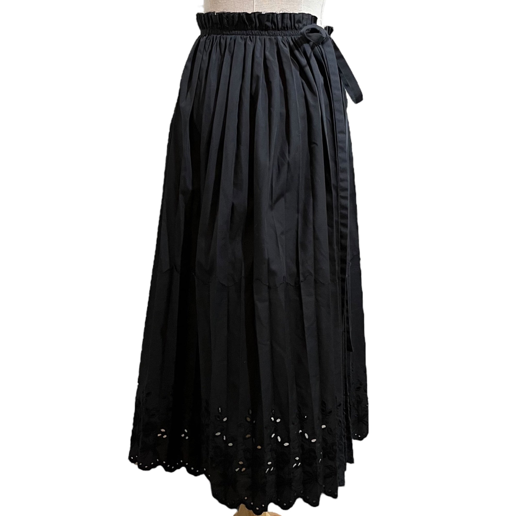 COMME des GARCONS(コムデギャルソン) 02SS Hem cutwork pleated long skirt 裾カットワーク プリーツ ロングスカート GE-S012 FREE ブラック AD2001