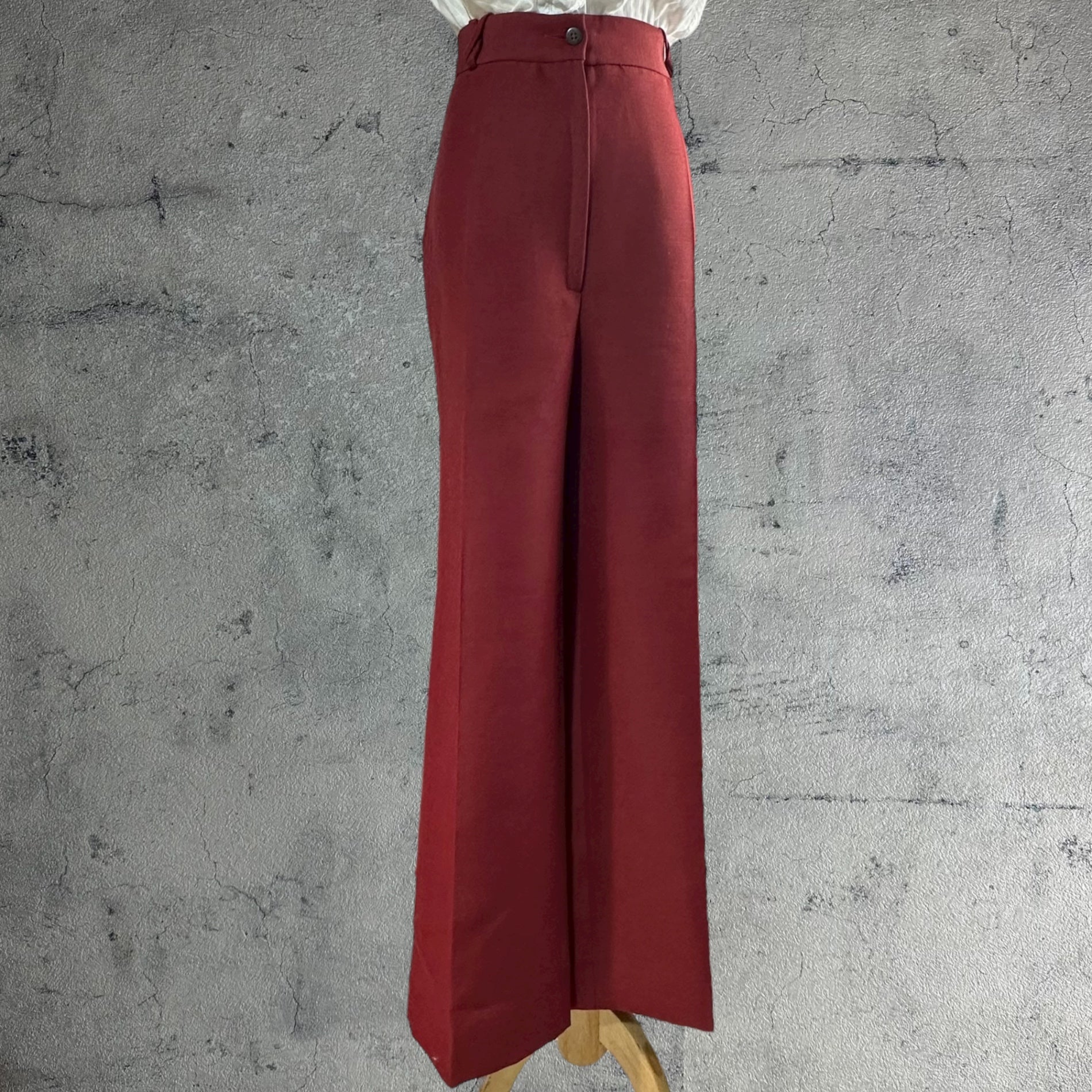 Euro vintage(ヨーロッパヴィンテージ) 70's~ straight tack long pants センタープレスロングストレートパンツ L~ レッド