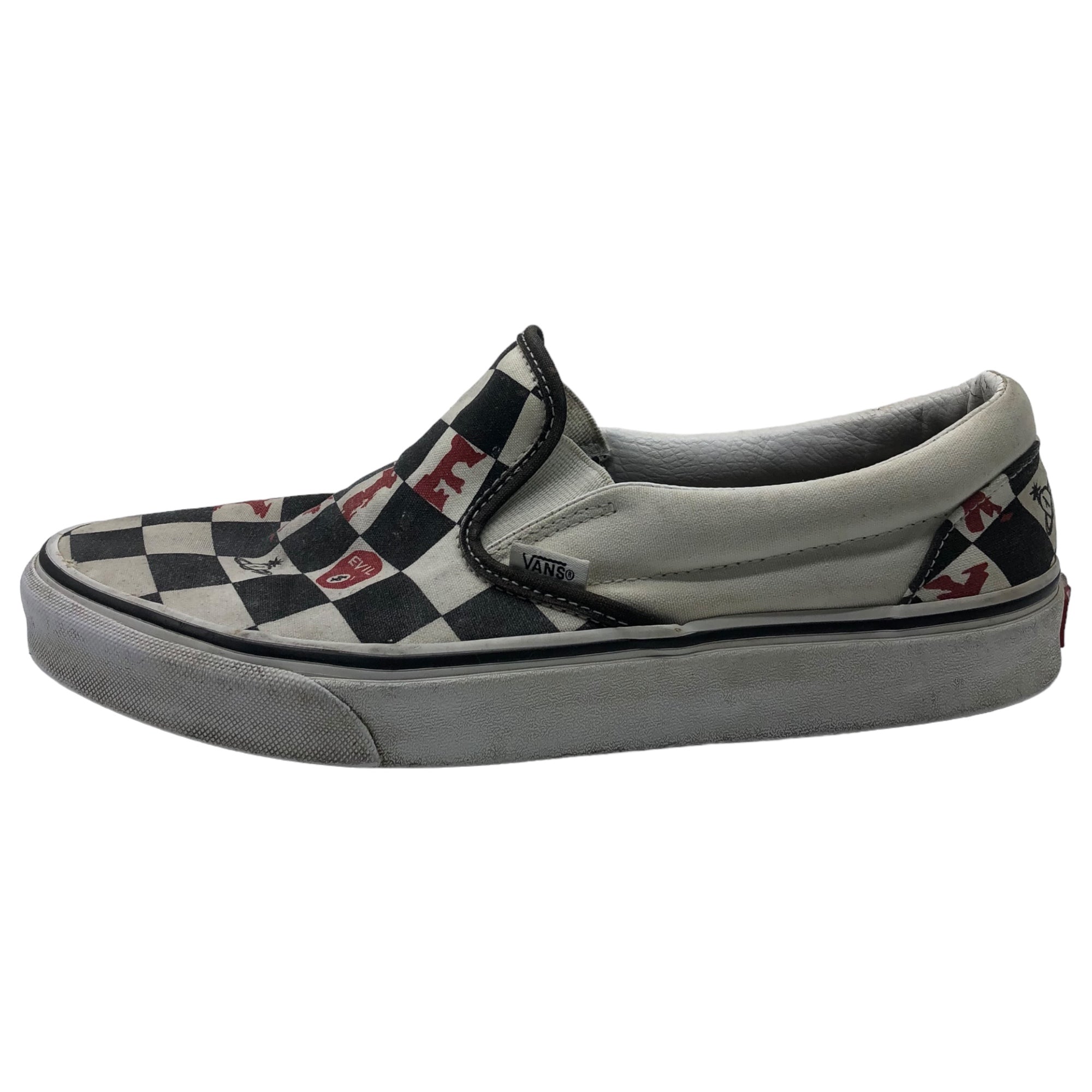 Vivienne Westwood×VANS(ヴィヴィアンウエストウッド×ヴァンズ バンズ) “DESTROY” Slip-On チェッカーフラッグ スリッポン スニーカー チェック 507452 ブラック×ホワイト 28.5cm Anglomania コラボ