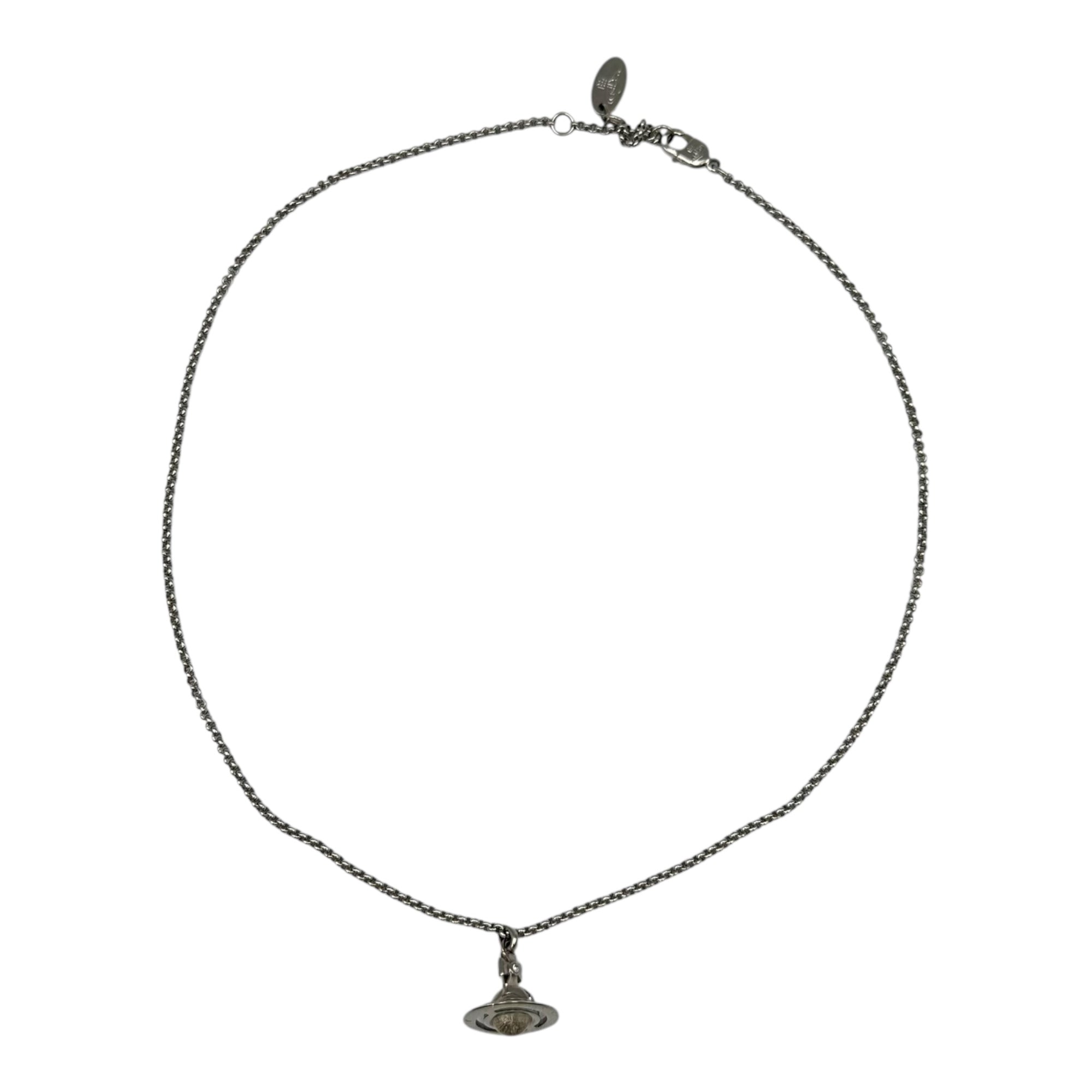 Vivienne Westwood(ヴィヴィアンウエストウッド) NEW PETITE ORB  NECKLACE ライトストーン オーブ ロゴ ネックレス 12-05-9999140-32 シルバー 箱、購入証明書付